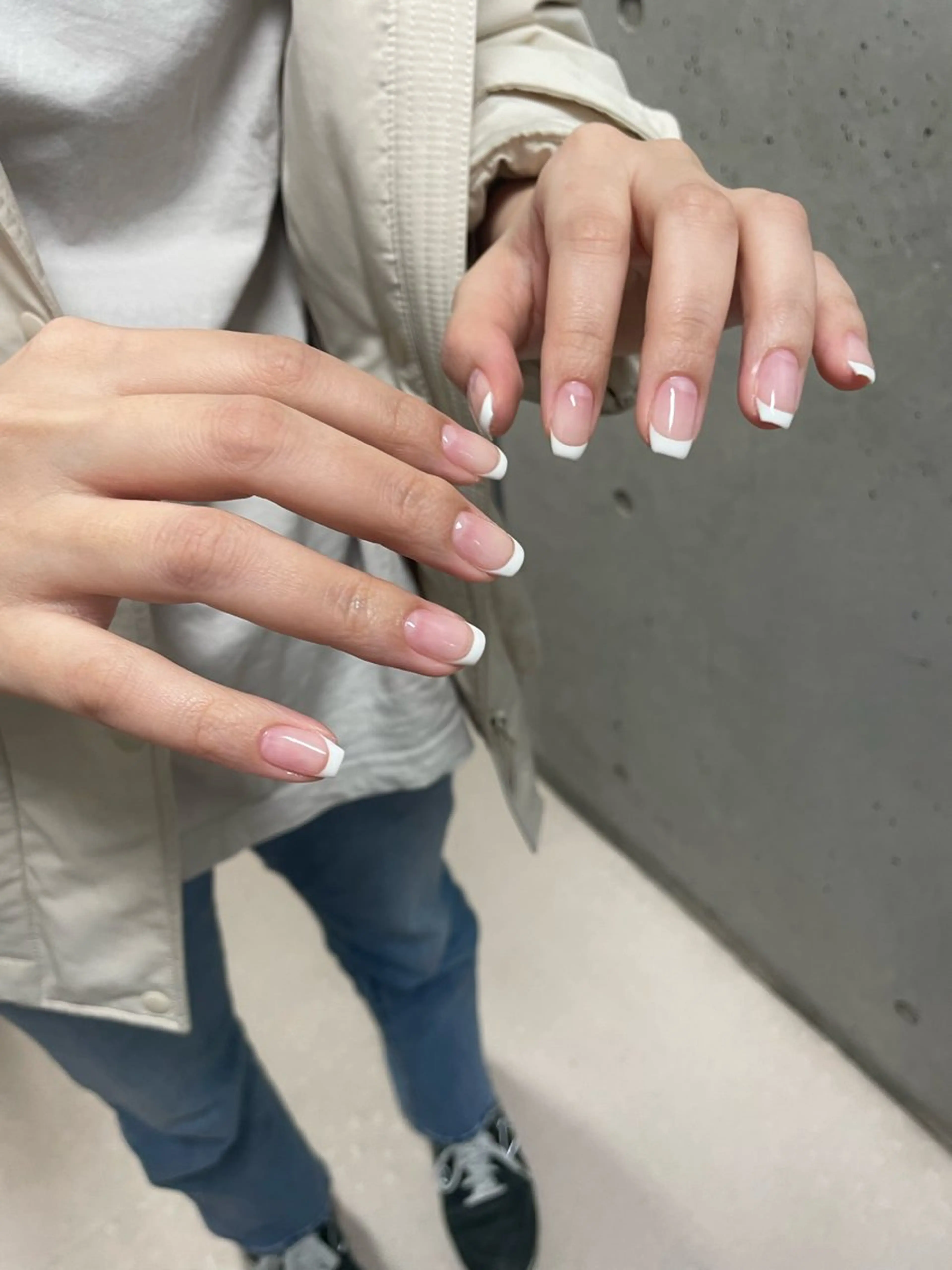 🔮ハンドネイル🔮フレンチデザインモデル募集中！自爪に優しいシェラック使用！ジェル変更＋500円ベースカラー＋500円の写真