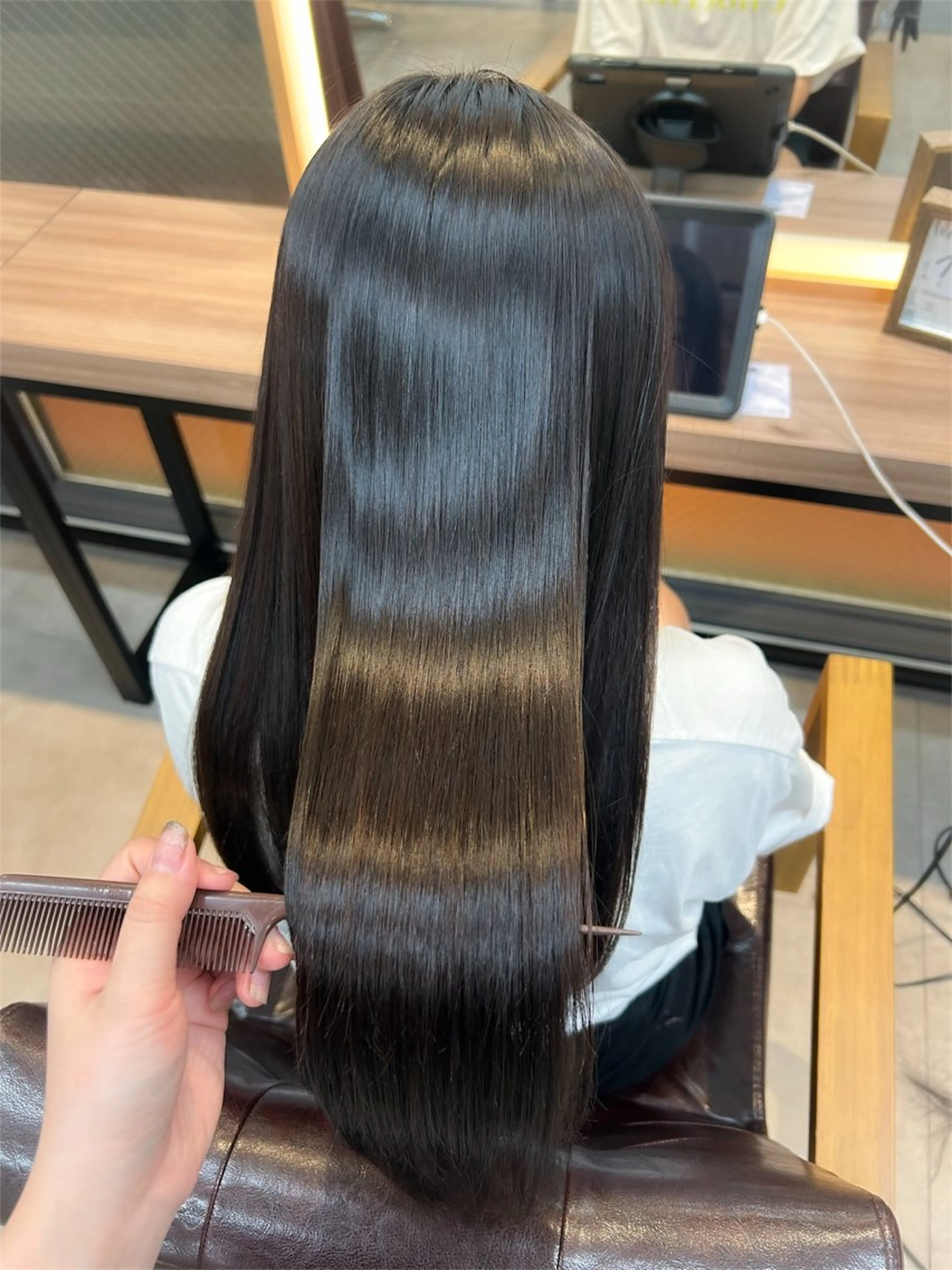 ロング パーマ カット 縮毛矯正 ハイトーン透明感/レ イヤー/ririkaのヘアスタイル