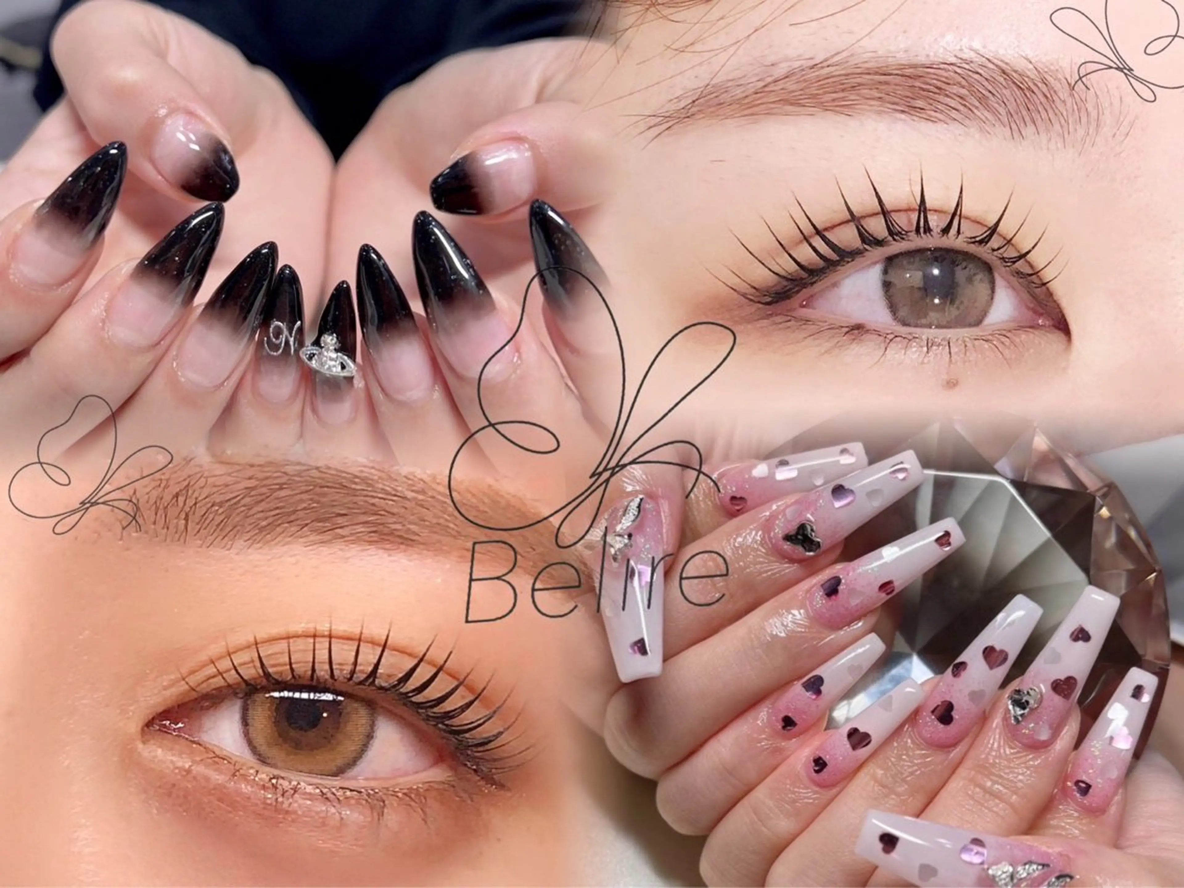 ネイル 長さ出し フレンチネイル ジェルネイル グラデーション ハート ハンドネイル Nail&eye Belire 新宿のネイルデザイン