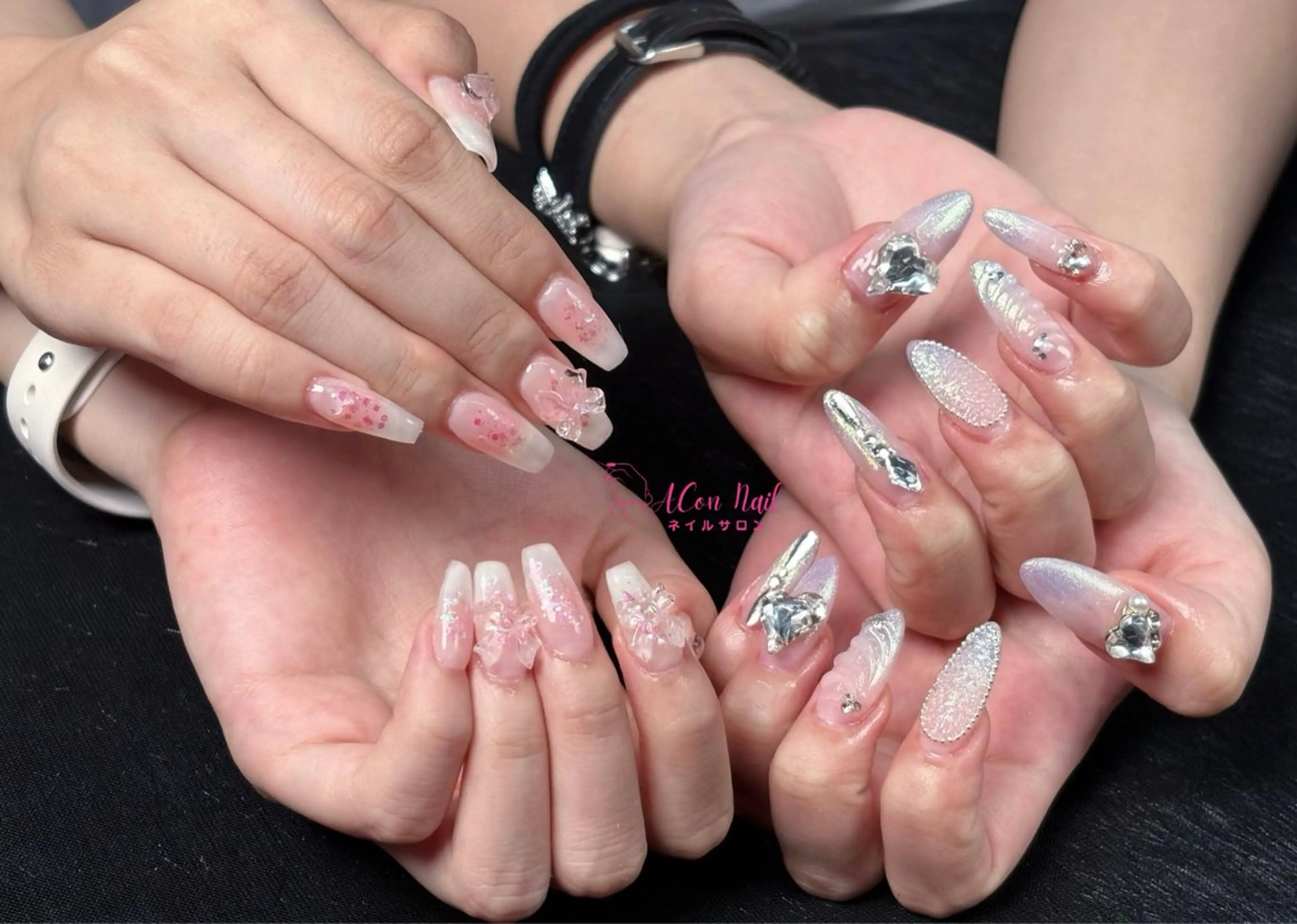 ネイル 桜ネイル 長さ出し フラワーネイル フレンチネイル ジェルネイル ハンドネイル AConNailSalon所属・ACon NailSalonのネイルデザイン