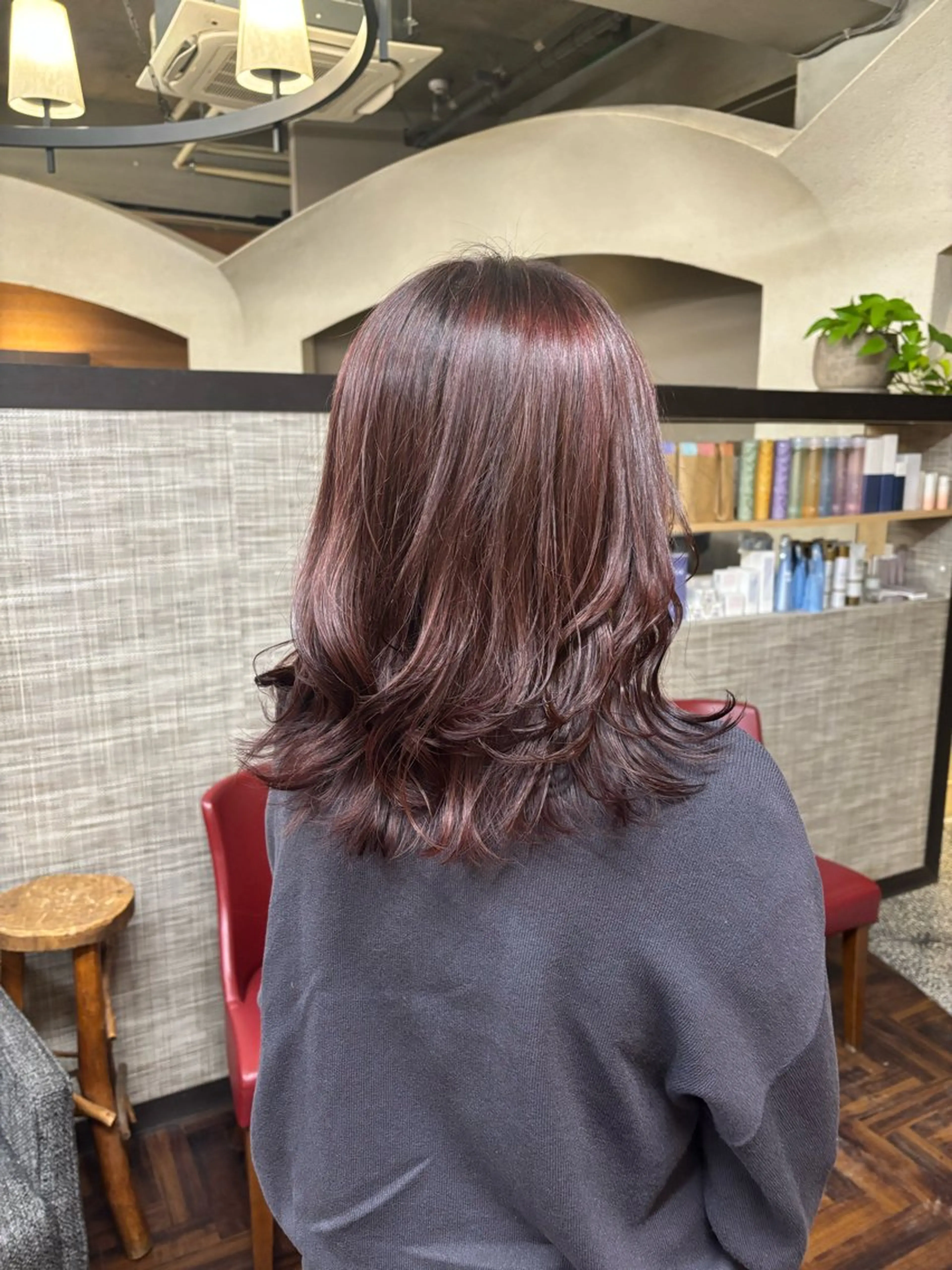 ミディアム カラー ボルドーカラー zerohair むらなかあやね🐰ᩚのヘアスタイル