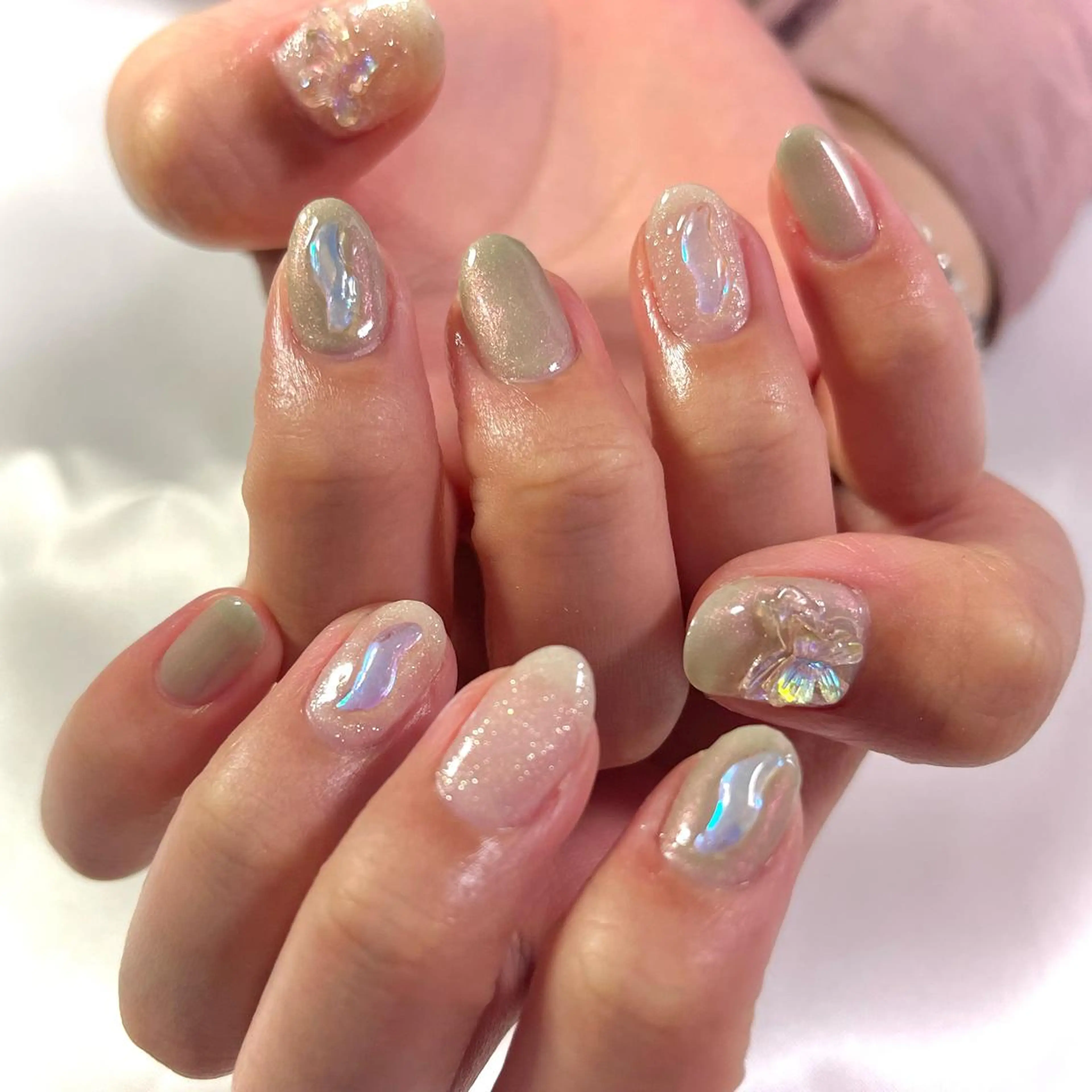 ネイル グリーン 韓国ネイル ラメ(グリッター) 韓国ネイル💠 Tomoのネイルデザイン