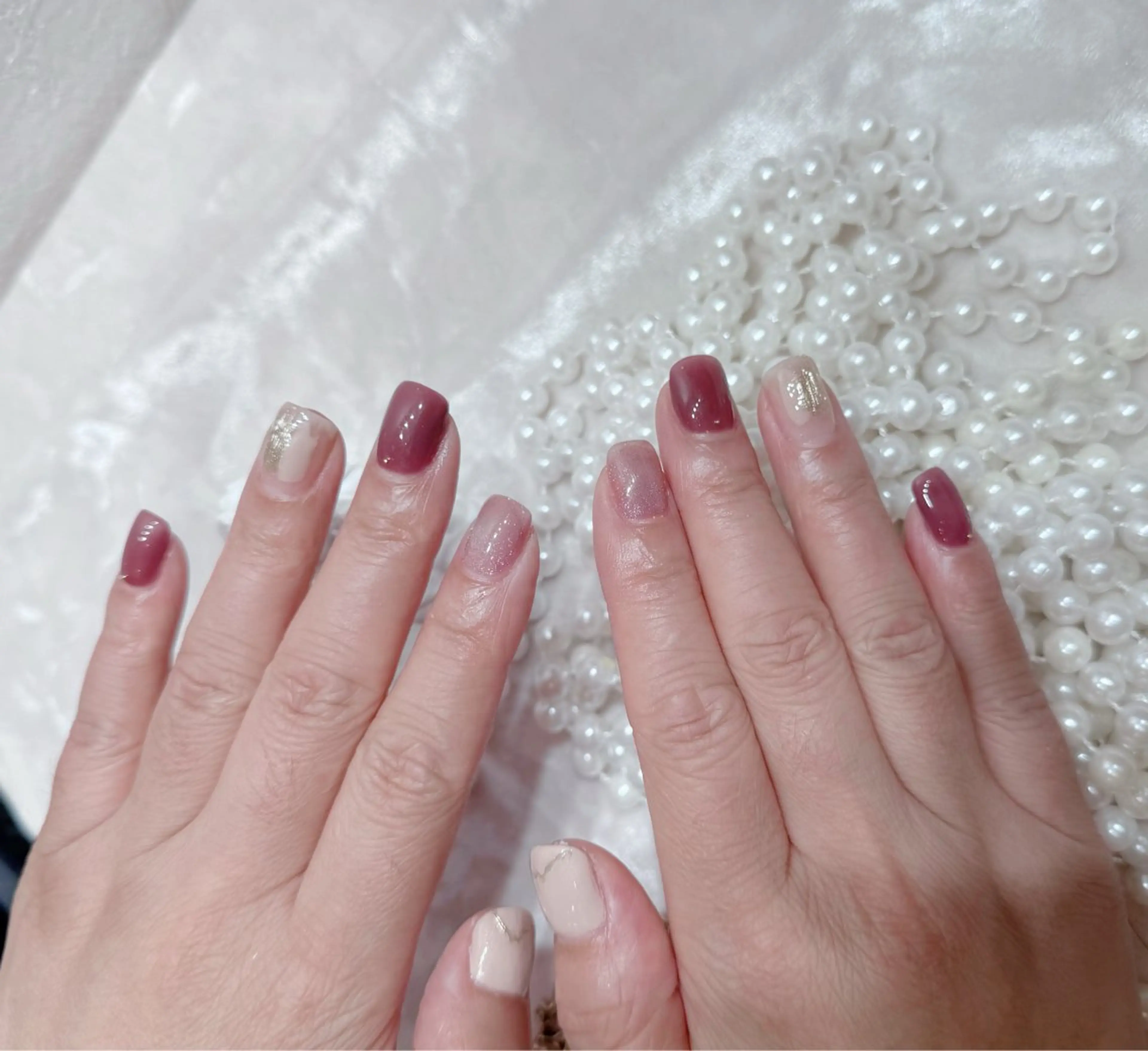 ネイル チークネイル フラッシュネイル ハート キラキラネイル 韓国ネイル Babarla Nailのネイルデザイン