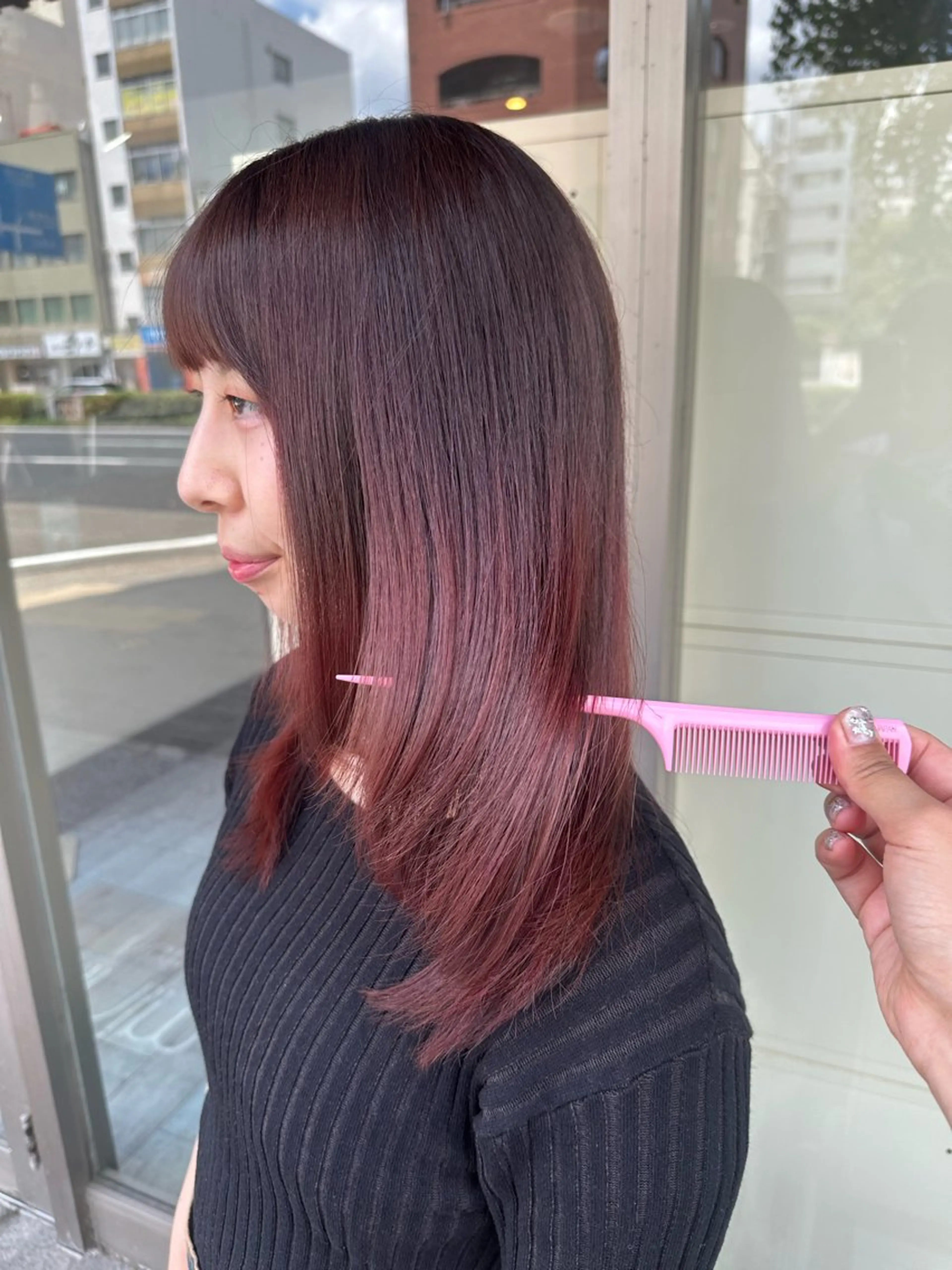 ミディアム カラー ケアカラー トリートメント カット ヘアカラー トリートメント レイヤー/高橋 みく /池下/千種のヘアスタイル