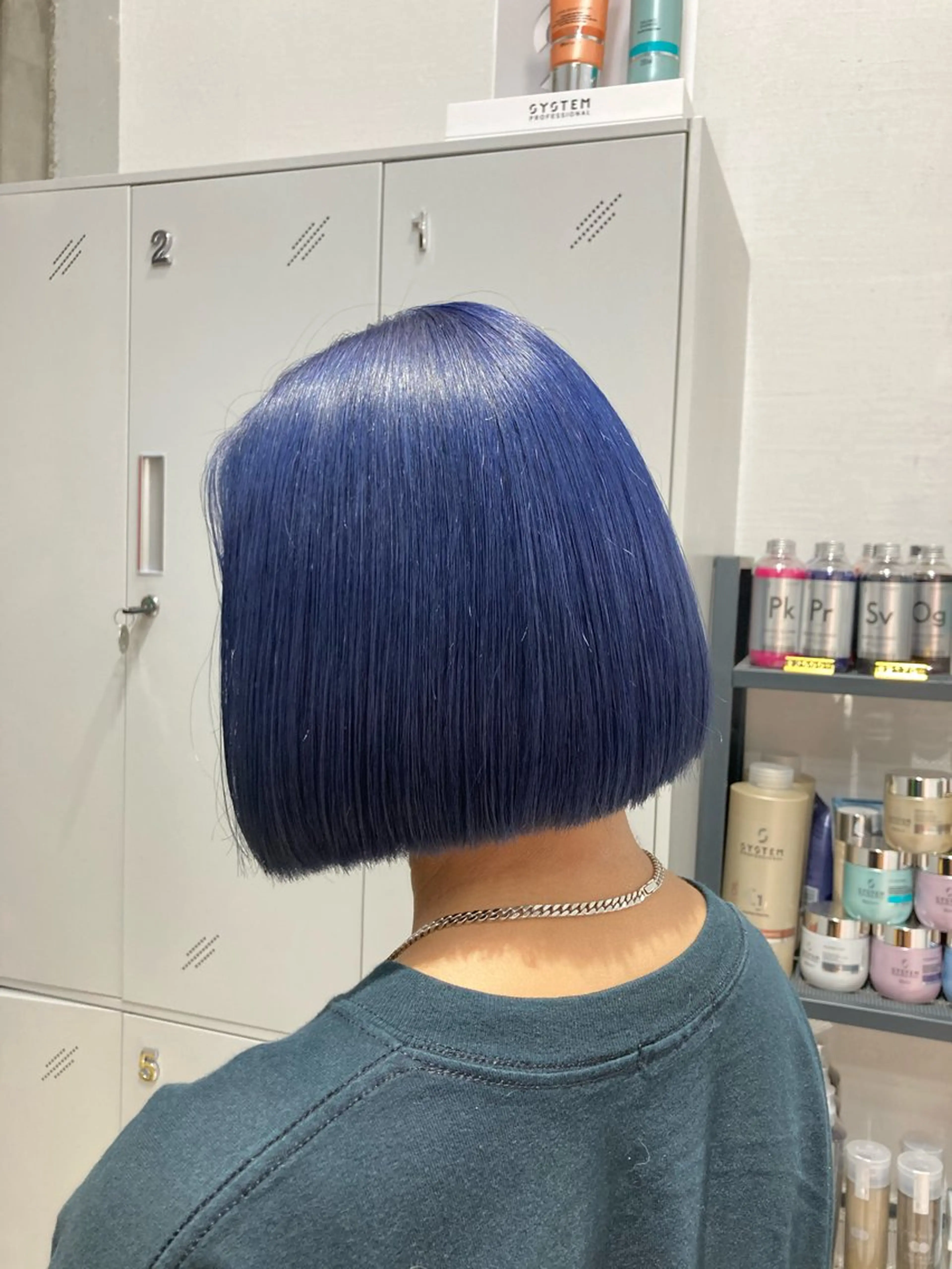 ショート カラー ベージュカラー 黒髪 ブロンド ブルーカラー ブルーブラック 表参道/ハイライト バレイヤージュのヘアスタイル