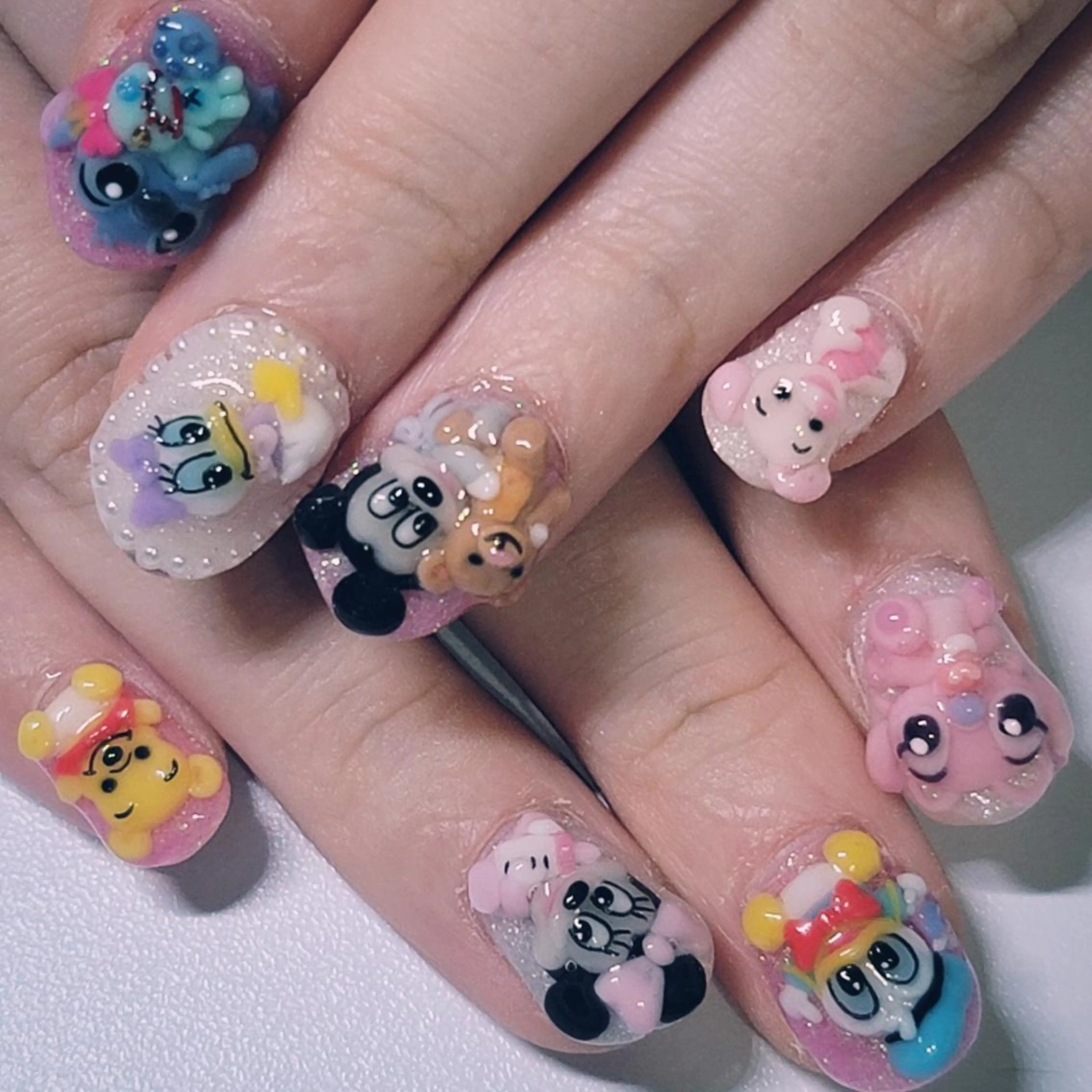 ネイル アートネイル ラメ(グリッター) ピンク ホワイト ハンドネイル よしだ ひろきのネイルデザイン