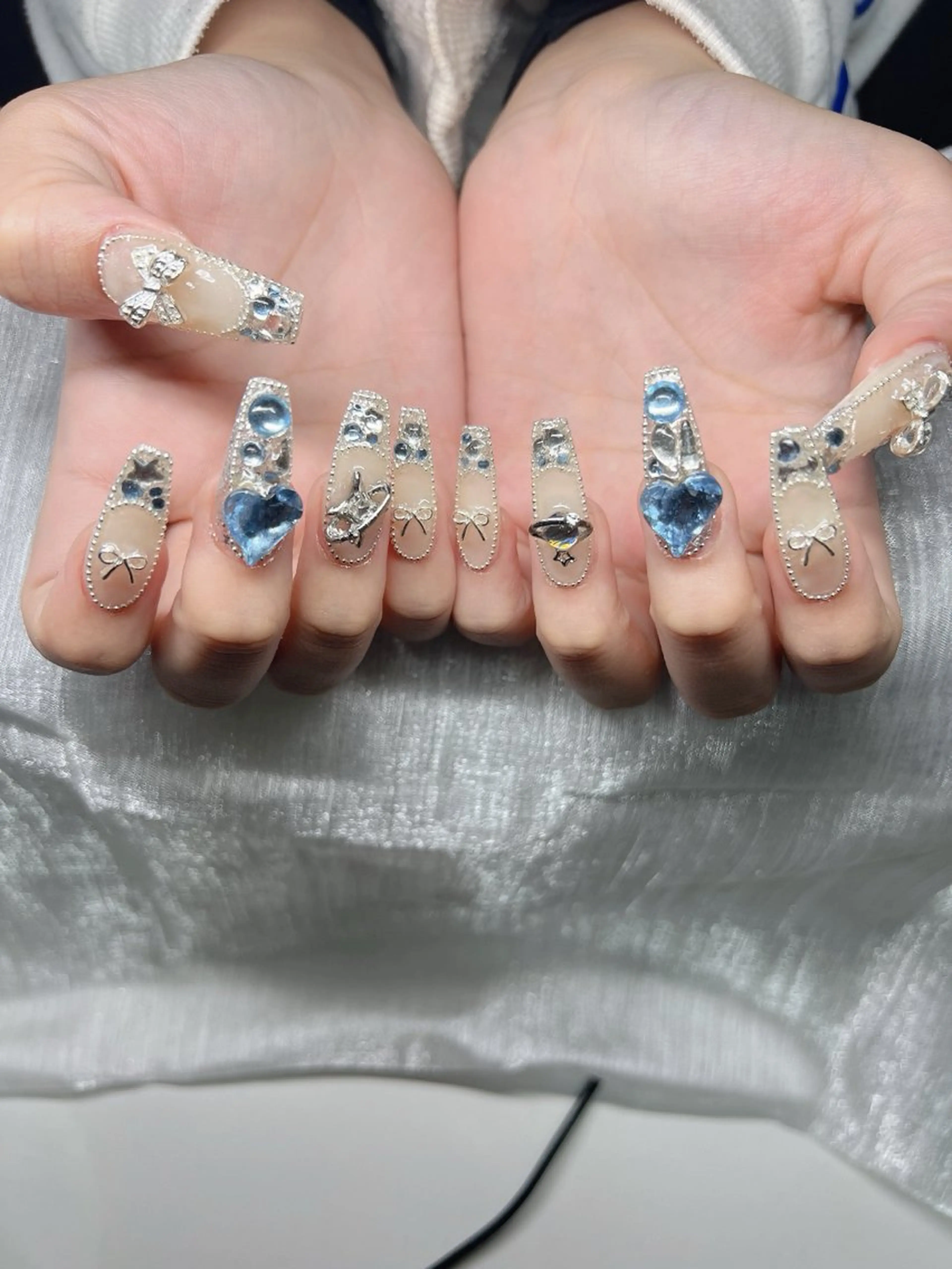 ネイル 長さ出し グラデーション キラキラネイル マグネットネイル ミラーネイル Lee Nails チップ長さだし専門店のネイルデザイン