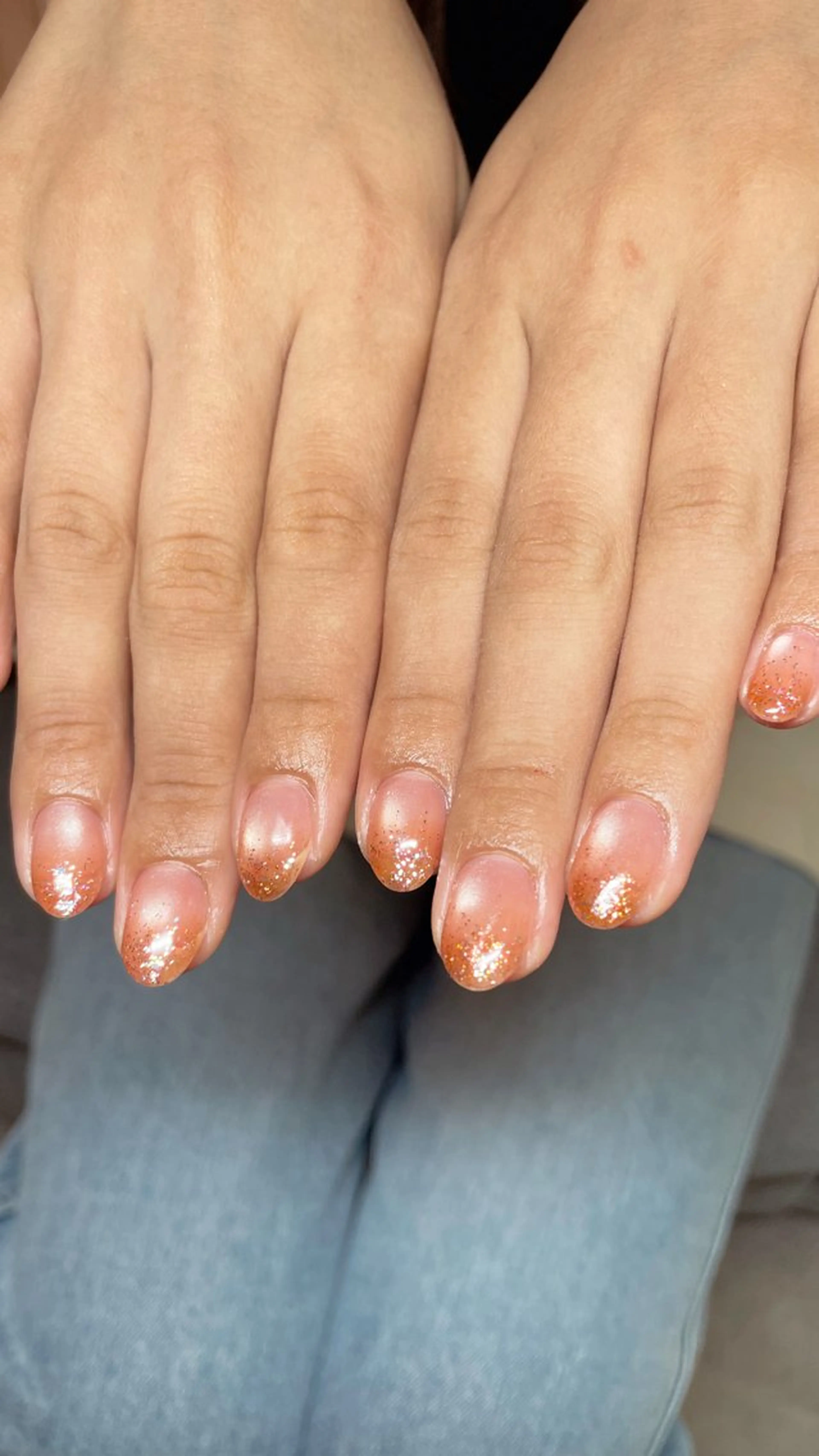 ネイル マグネットネイル オレンジ ピンク anny ／あにのネイルデザイン