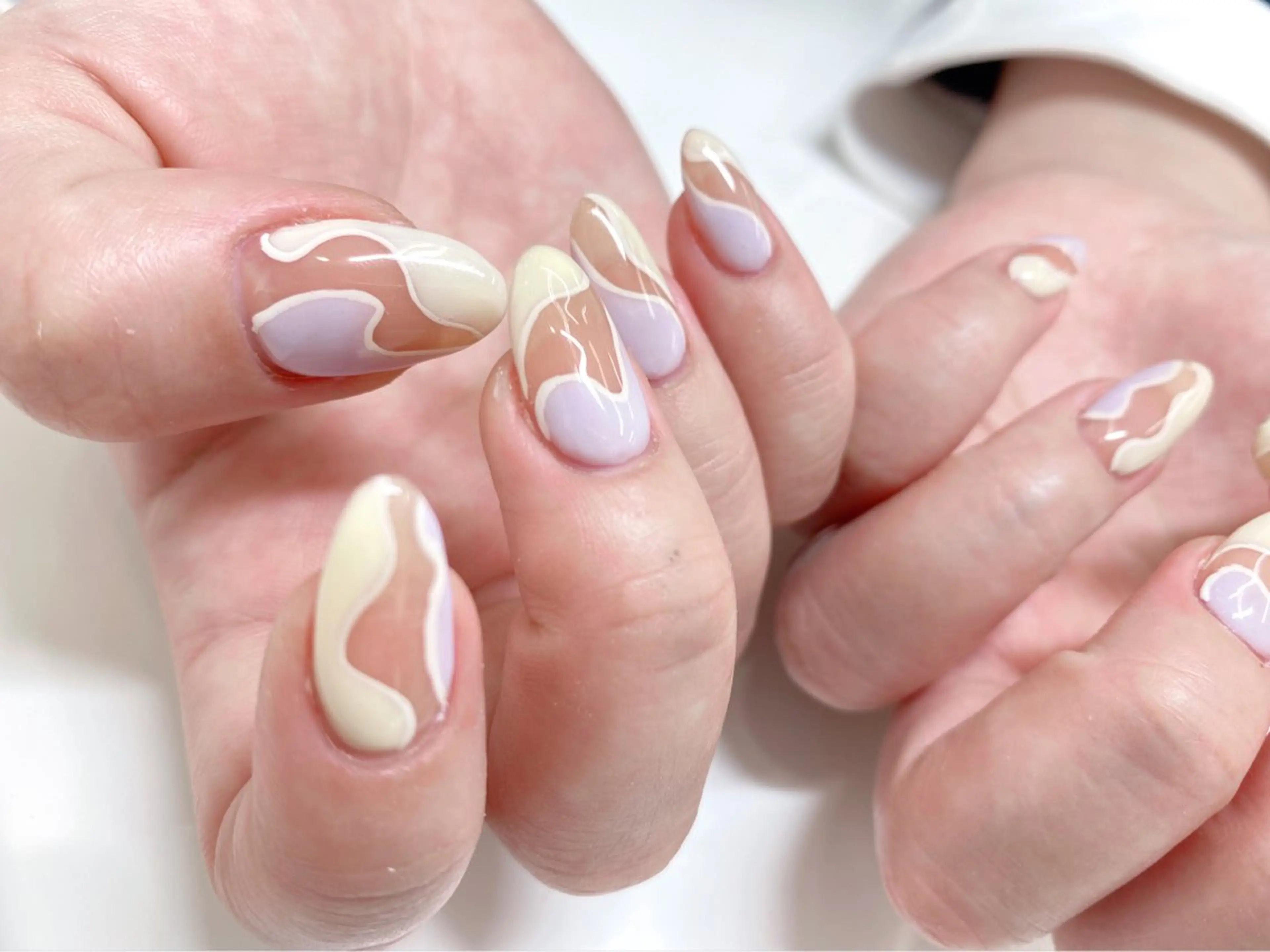 ネイル 長さ出し ジェルネイル キラキラネイル 大理石ネイル(マーブル) ニュアンスネイル Morpho nailのネイルデザイン