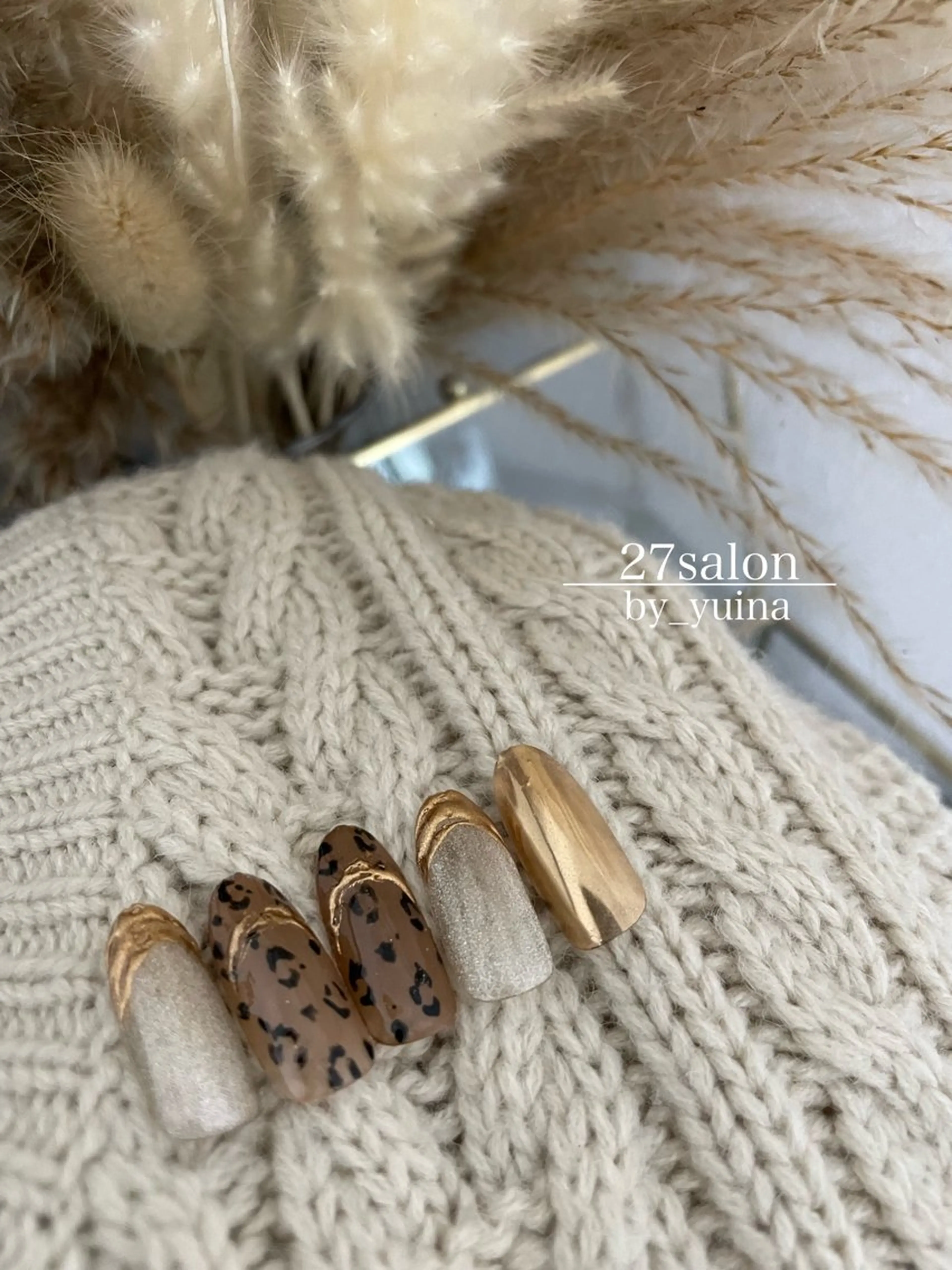 ネイル アニマル柄 マグネットネイル ハンドネイル 27salon yuinaのネイルデザイン