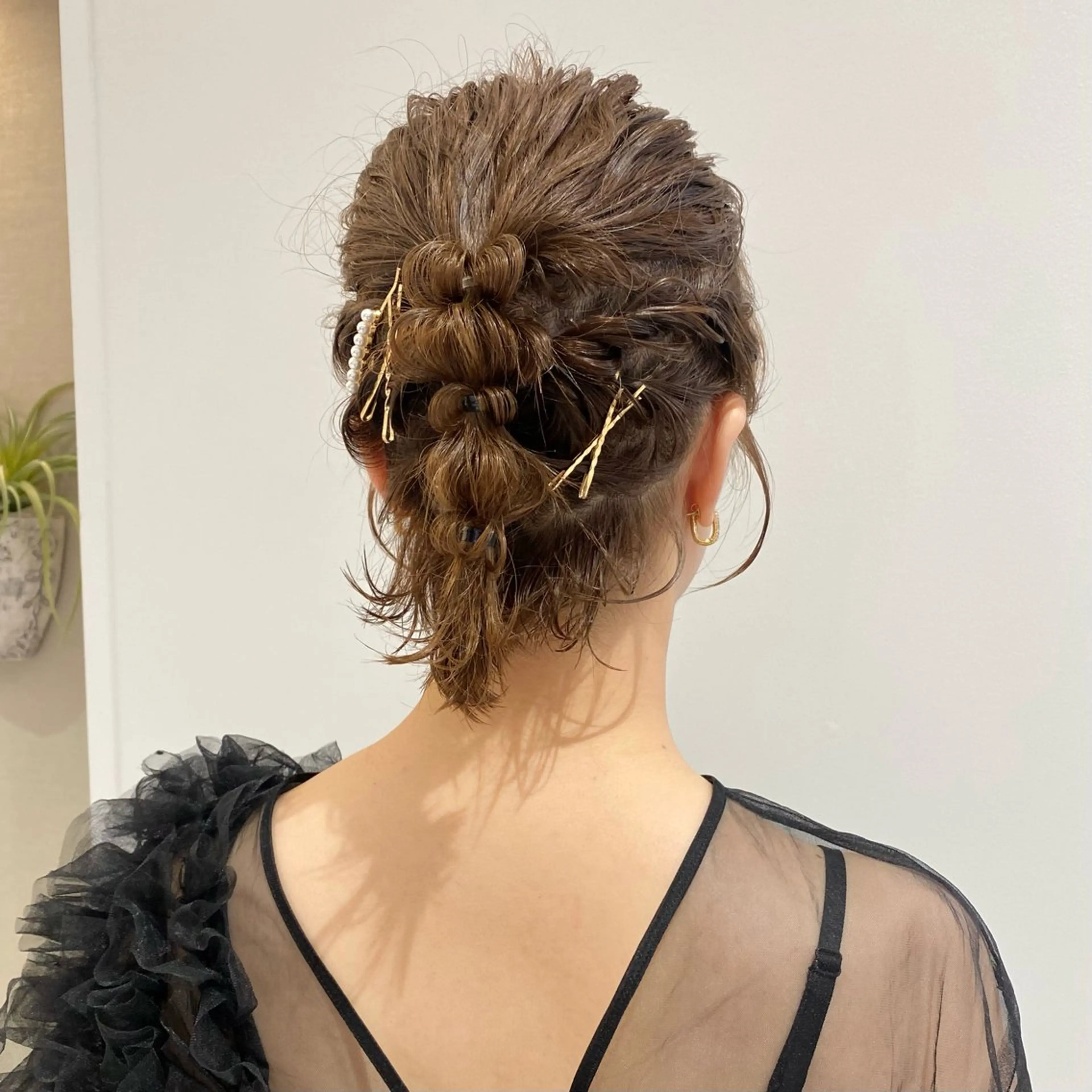 ミディアム ヘアアレンジ ボブ ヘアセット ベージュ/アレンジ /横浜/杉本千夏のヘアスタイル