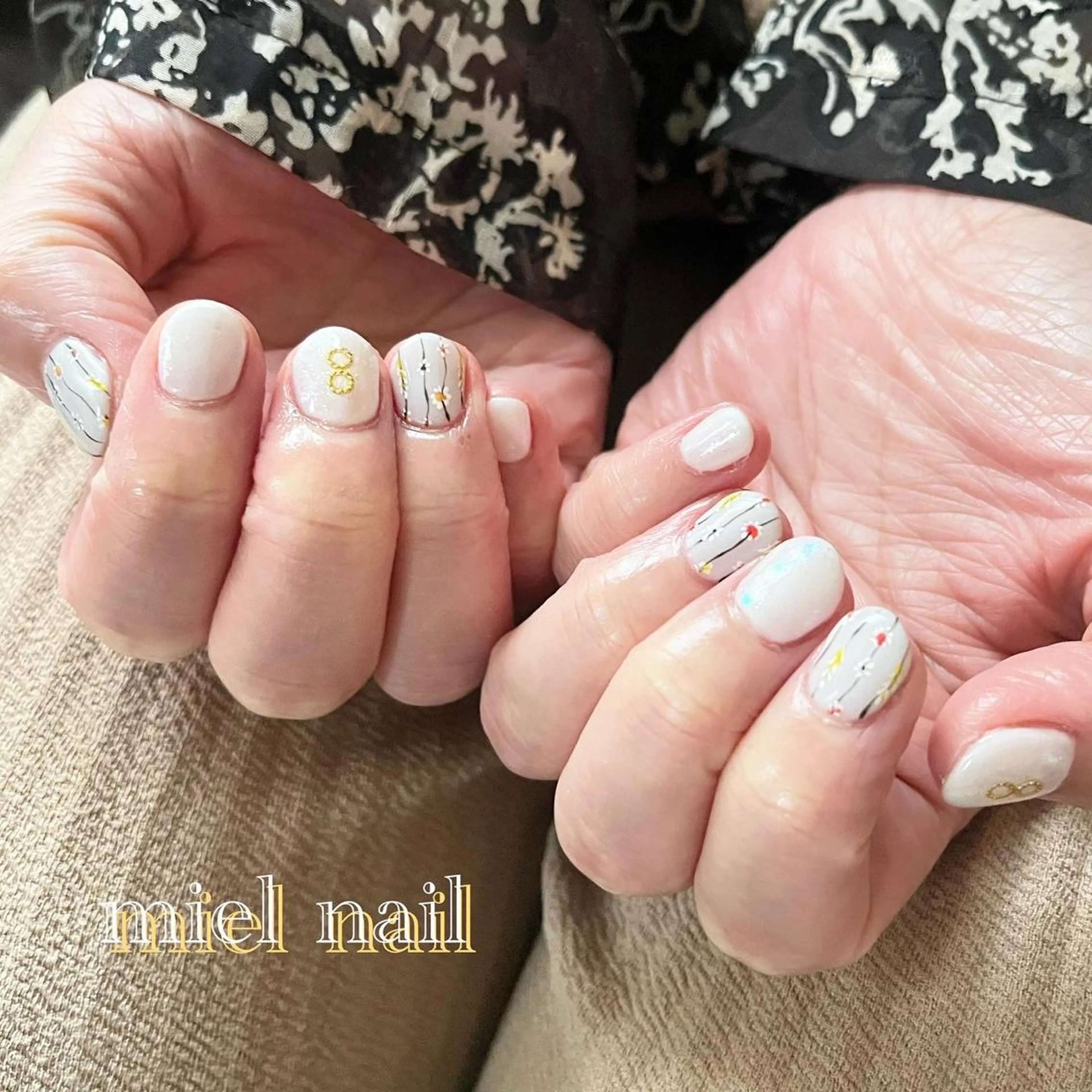 ネイル 夏ネイル ホワイト ハンドネイル miel nailのネイルデザイン