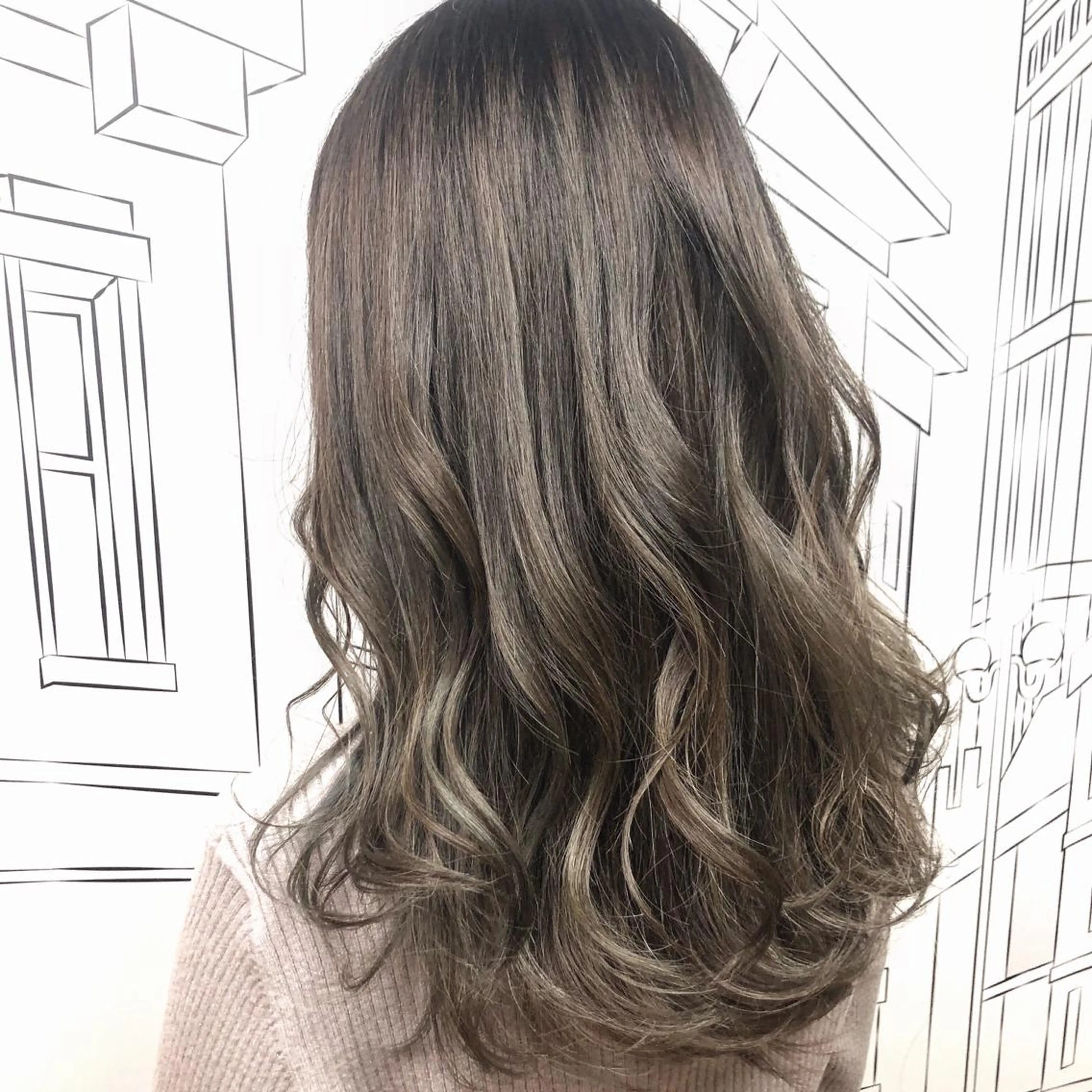 セミロング カラー グレージュ ハイライトカラー イルミナカラー ハイライト TOMOKA 艶髪/透明感カラーのヘアスタイル