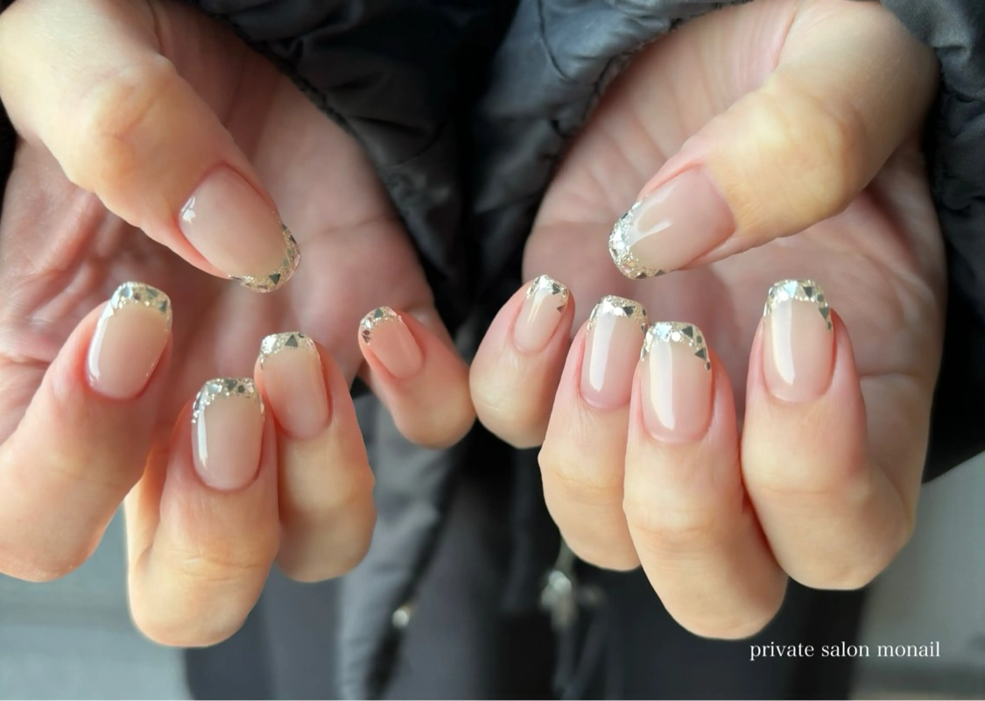 ネイル フレンチネイル ガラスフレンチ ハンドネイル private  nail monail所属・nail salon monailのネイルデザイン