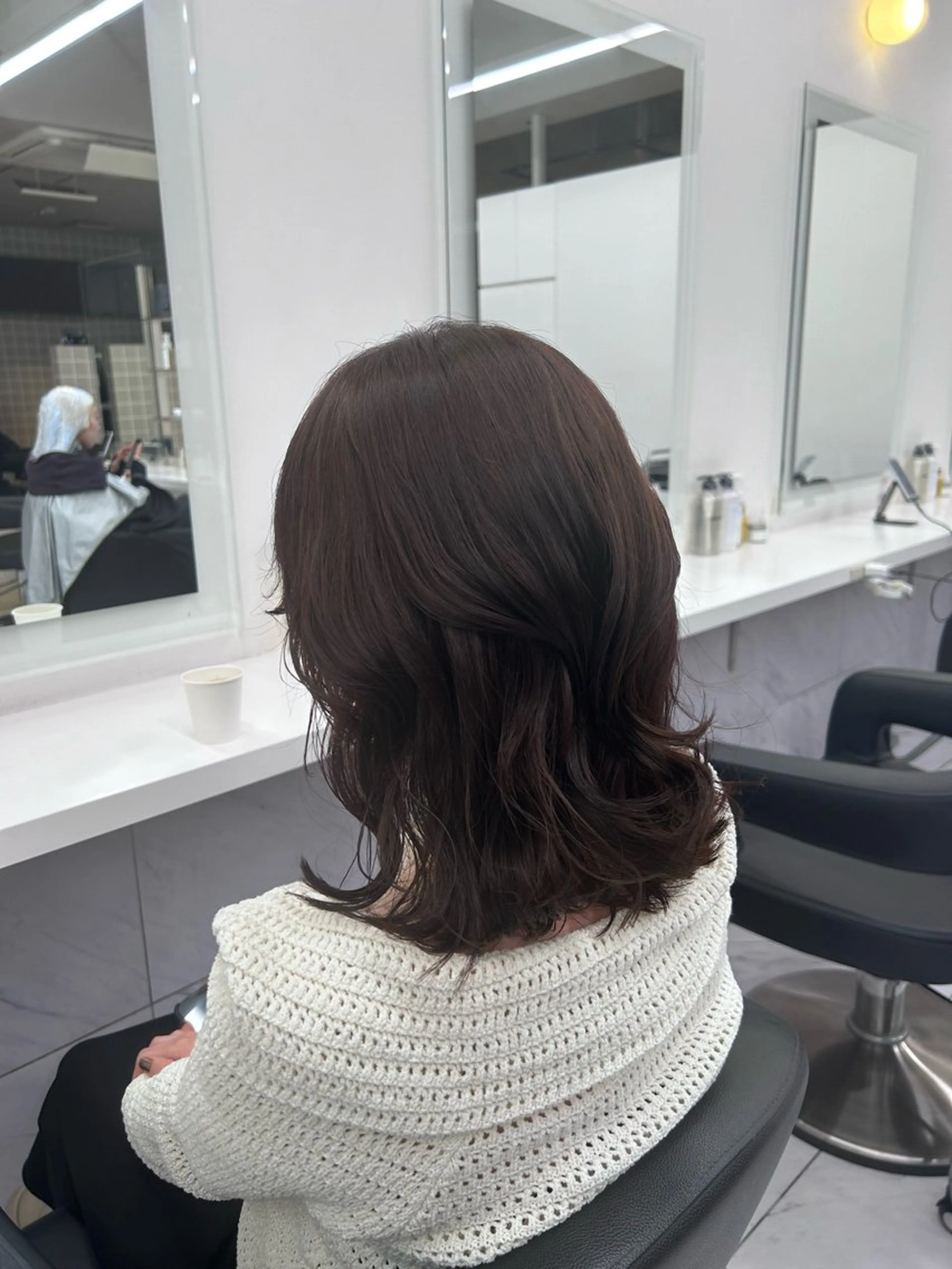 セミロング カラー パーマ ヘアアレンジ メンズ キッズ ブリーチなしカラー/ ブラウン/レイヤーのヘアスタイル