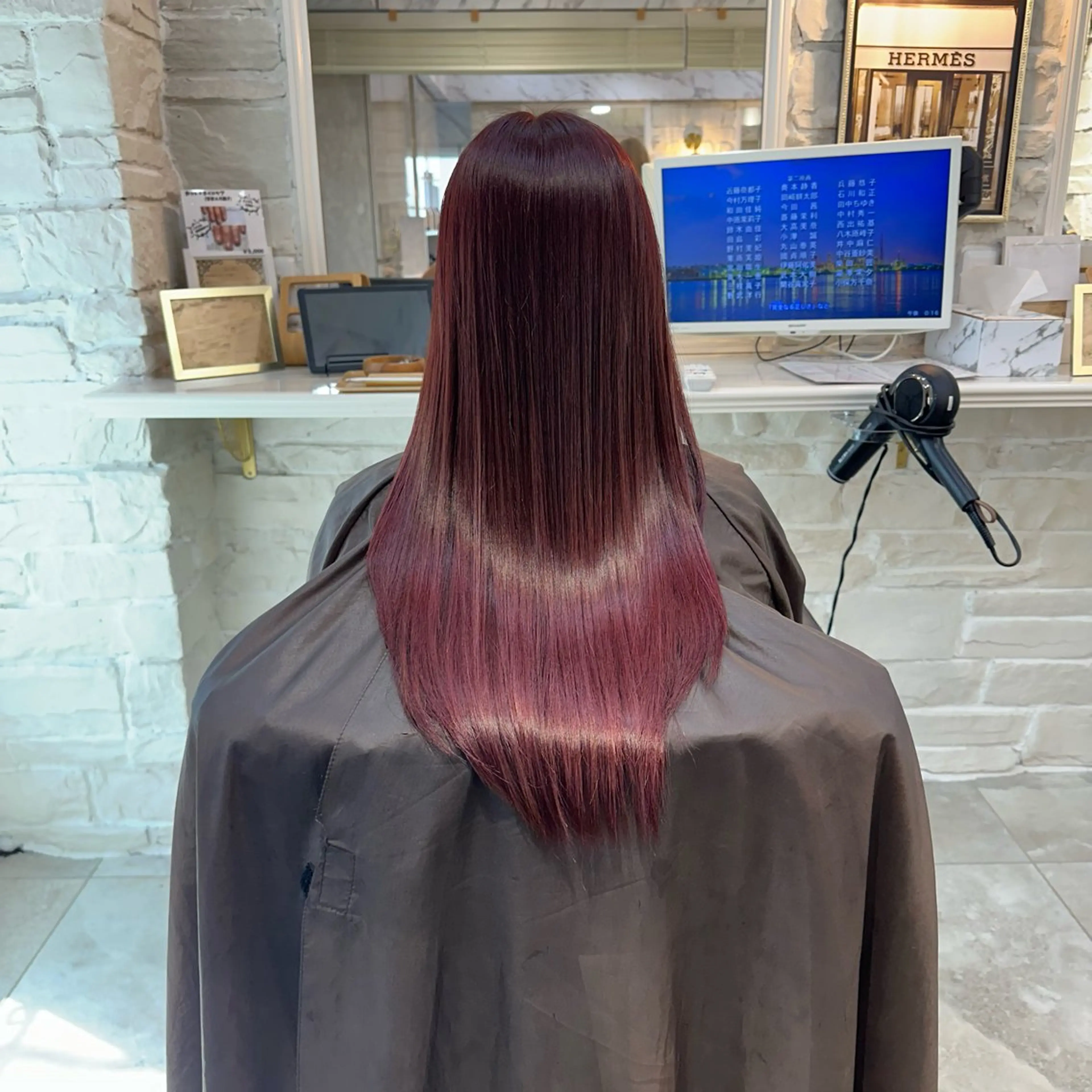 カラー ピンクカラー ヘアカラー トリートメント 八木橋 音寧のヘアスタイル