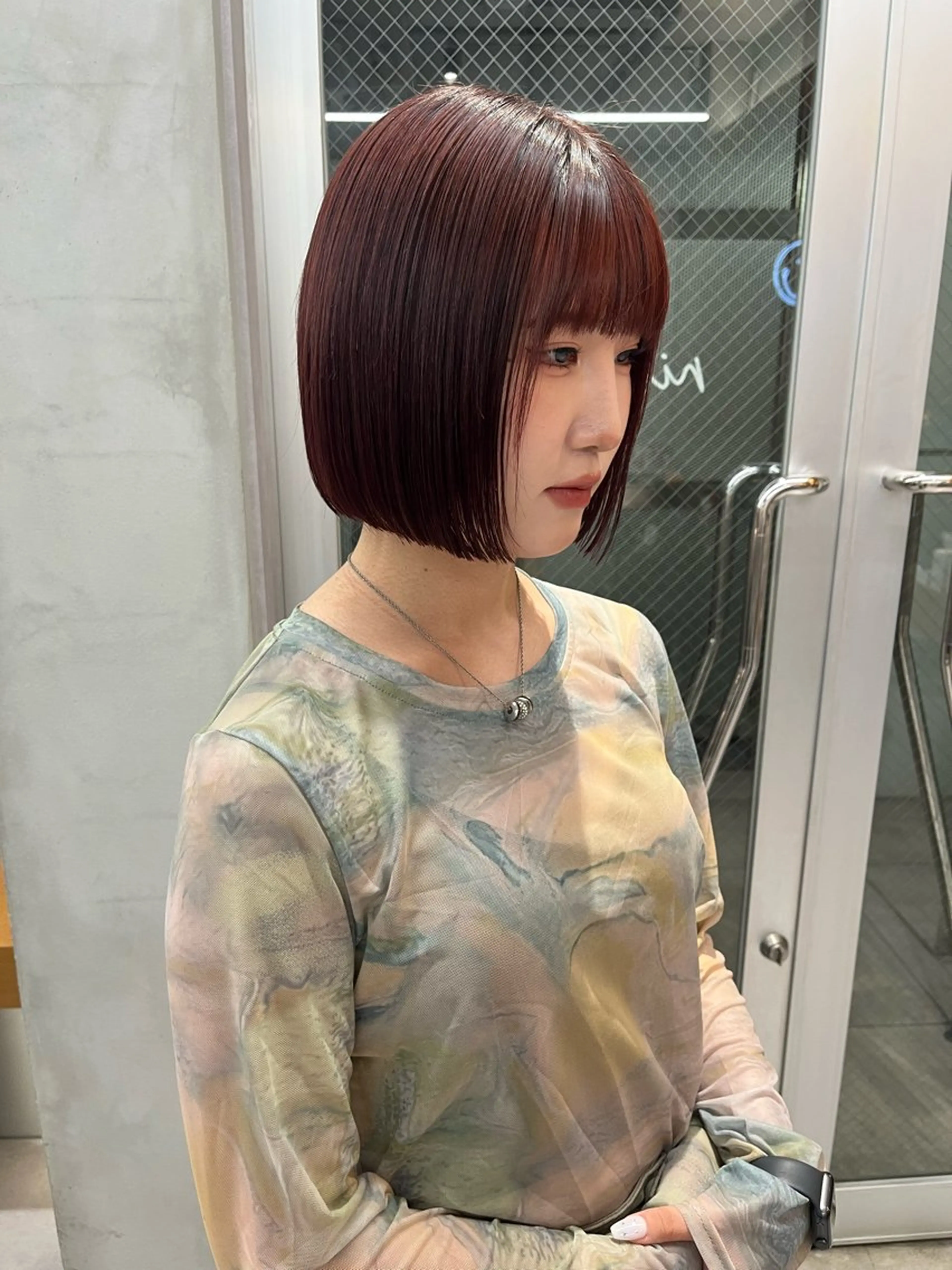 ミディアム カラー カット ヘアカラー トリートメント ボブ&顔まわりレ イヤー♡TOMOE♡のヘアスタイル