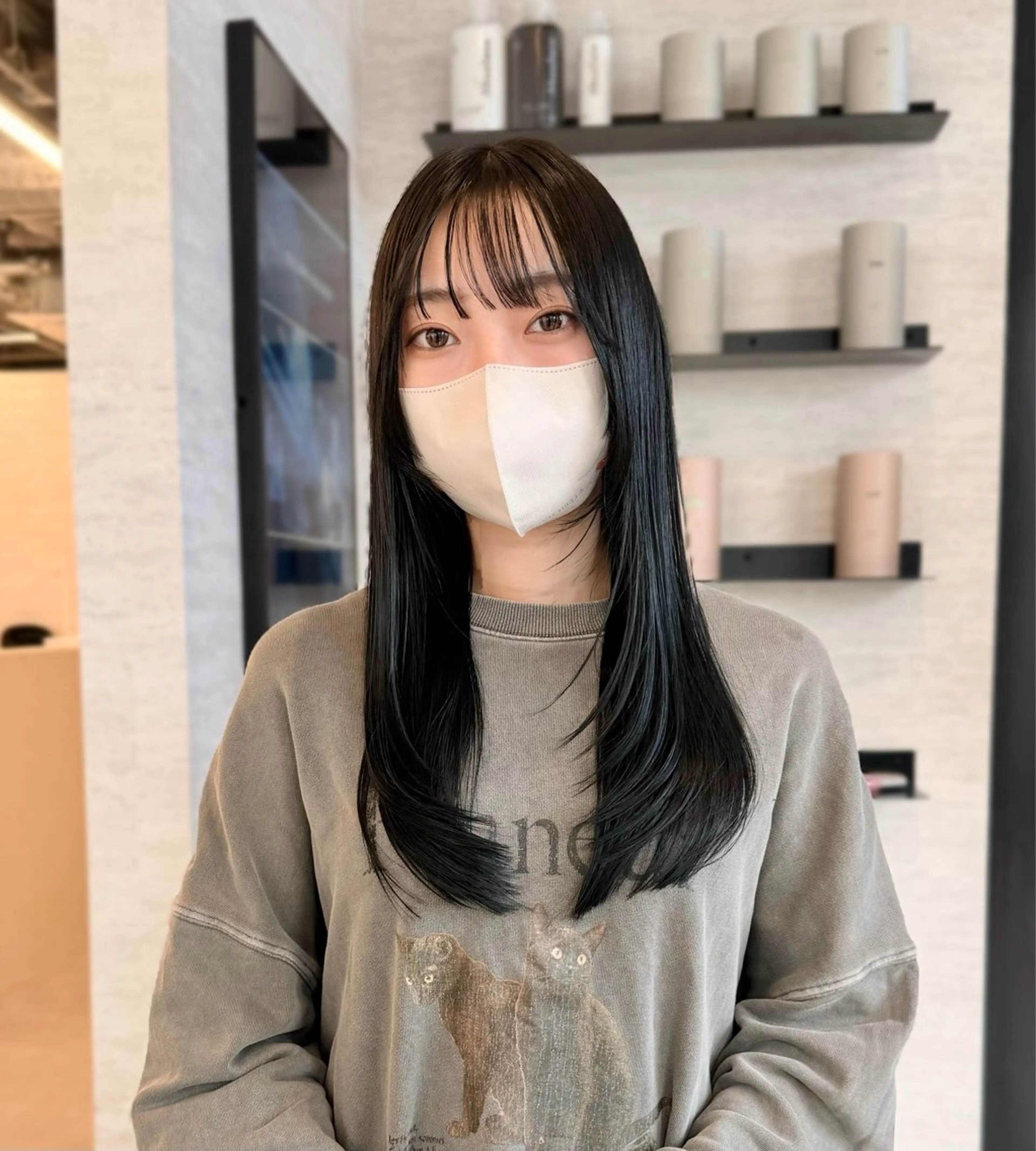 ロング カラー 黒髪 ブルーカラー ブルーブラック 韓国風ヘア レイヤーカット カット ヘアカラー トリートメント 韓国メンズヘア☆ 韓国ヘアYUTOのヘアスタイル