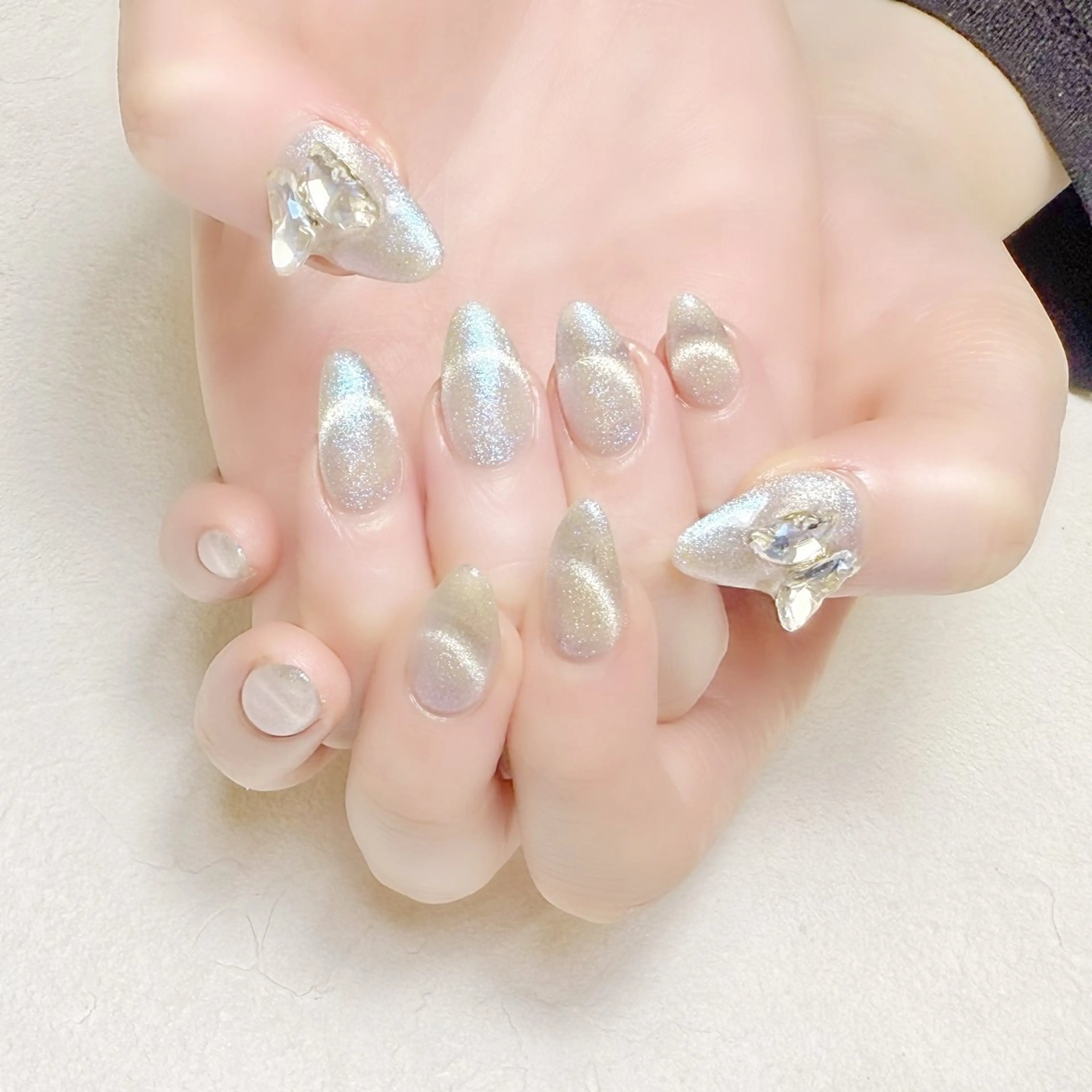 ネイル ブルー マグネットネイル オフィスネイル 夏ネイル rouse nail RISATOのネイルデザイン