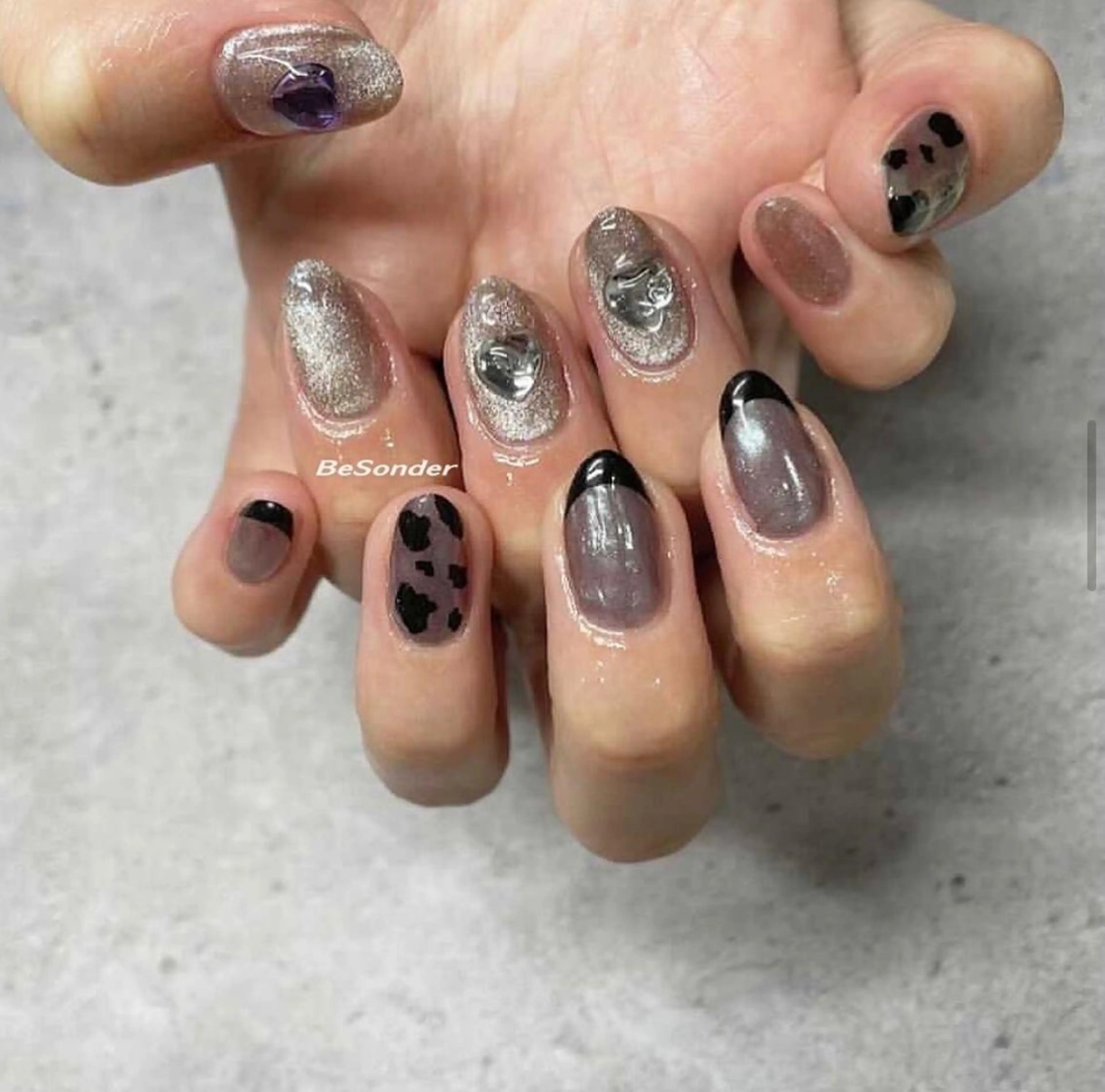 ネイル オーロラネイル フレンチネイル キラキラネイル マグネットネイル 𝐅𝐢𝐢【本町/ ネイル】Miho💜のその他イメージ