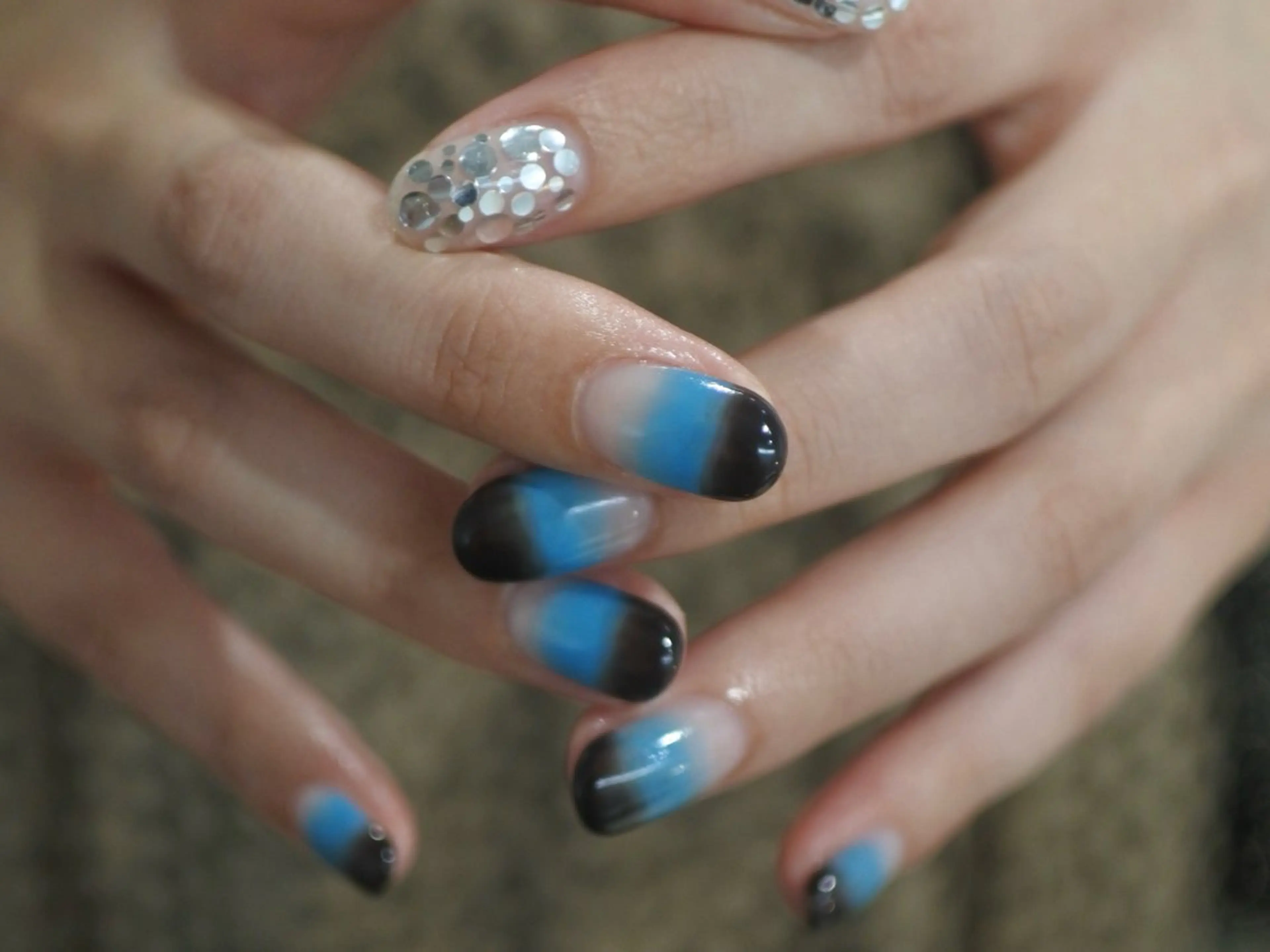 ネイル ブルー ブラウン om's eye所属・om's hinanoのネイルデザイン