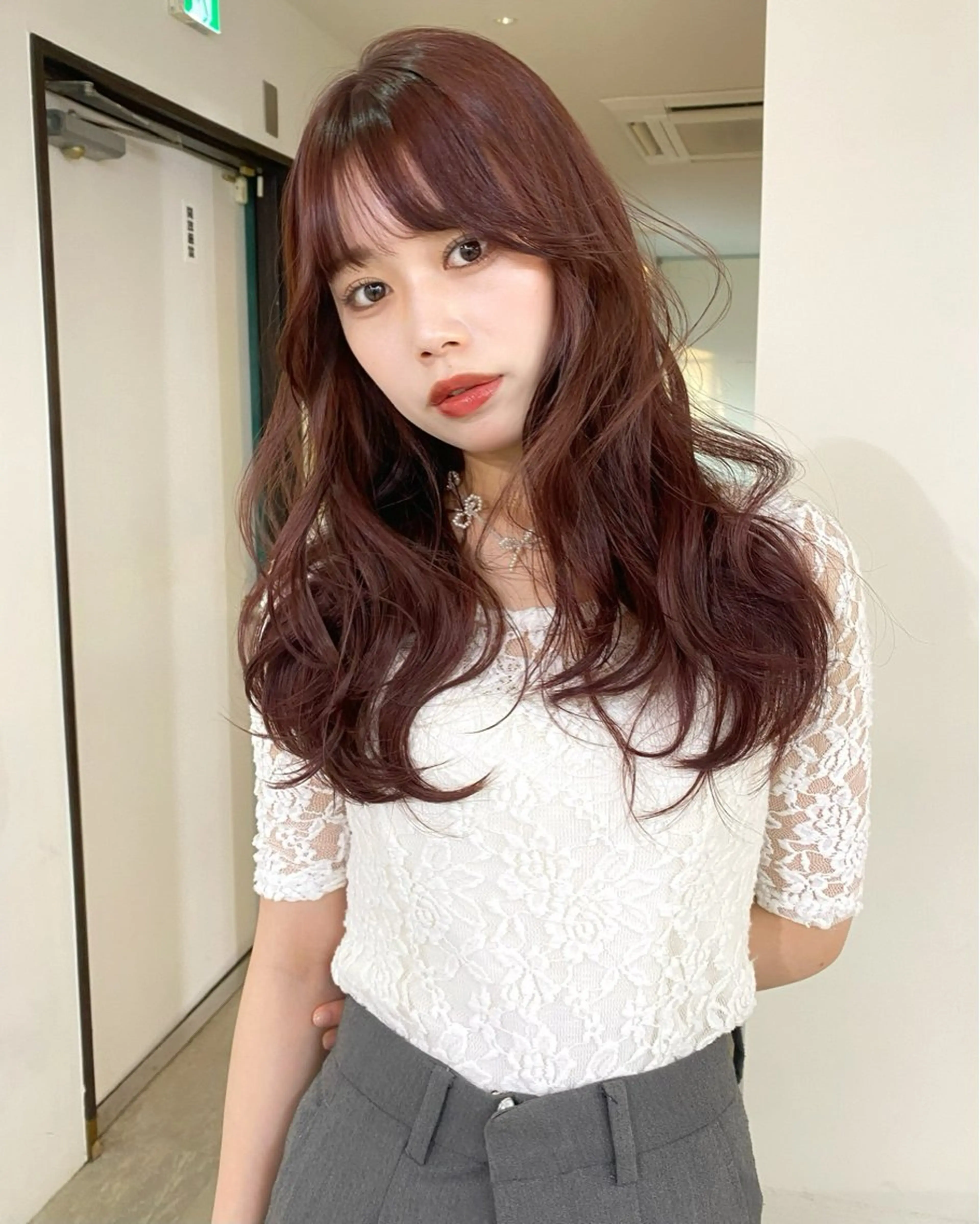 ロング カラー ベージュカラー ブリーチ 透明感カラー ダブルカラー ブリーチなしカラー ヘアカラー mizuki/ピンク ベージュ.レイヤーのヘアスタイル