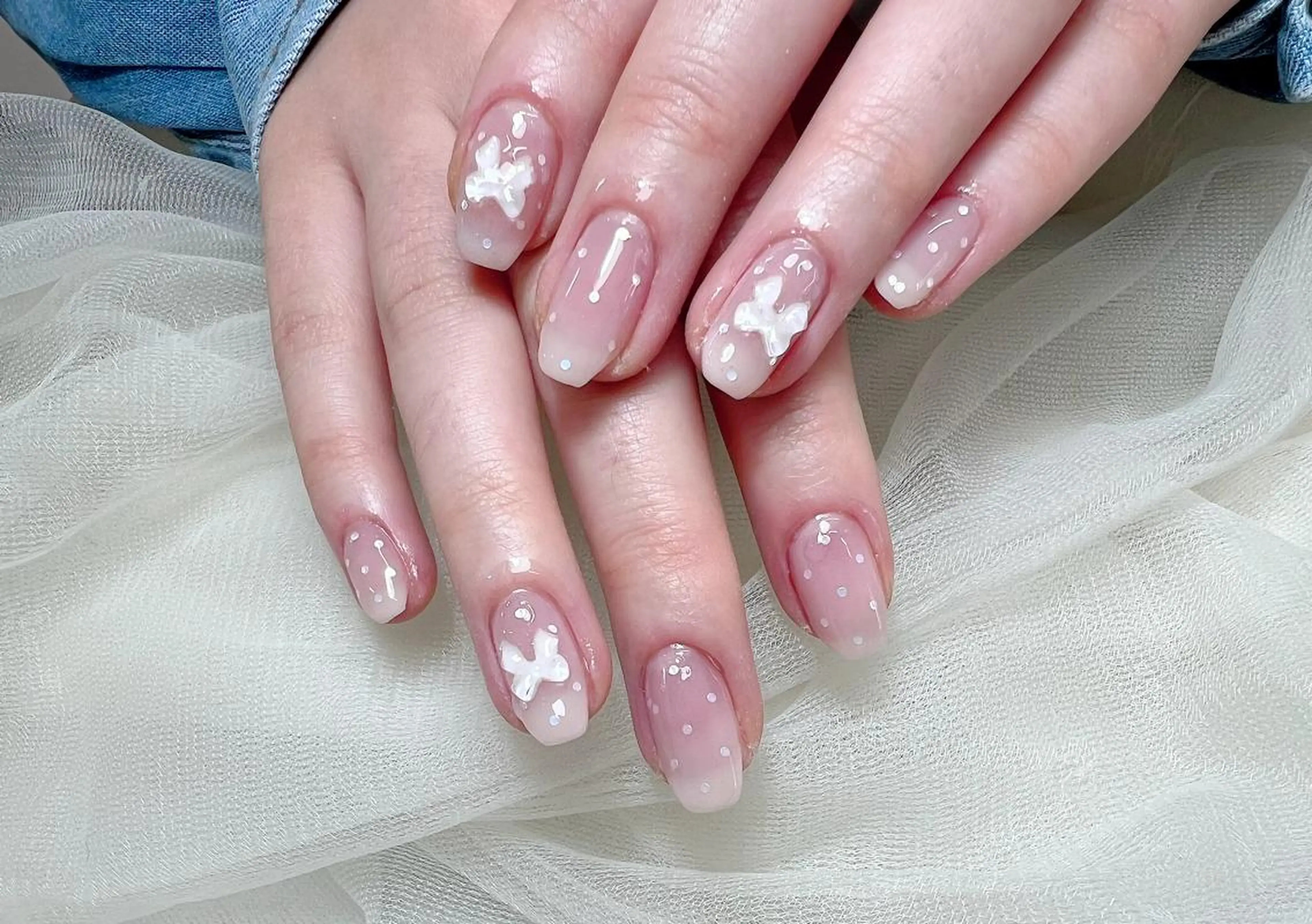 ネイル 持ち込み リボン ハンドネイル ♡4U NAIL& 韓国美容＆ネイル♡のネイルデザイン