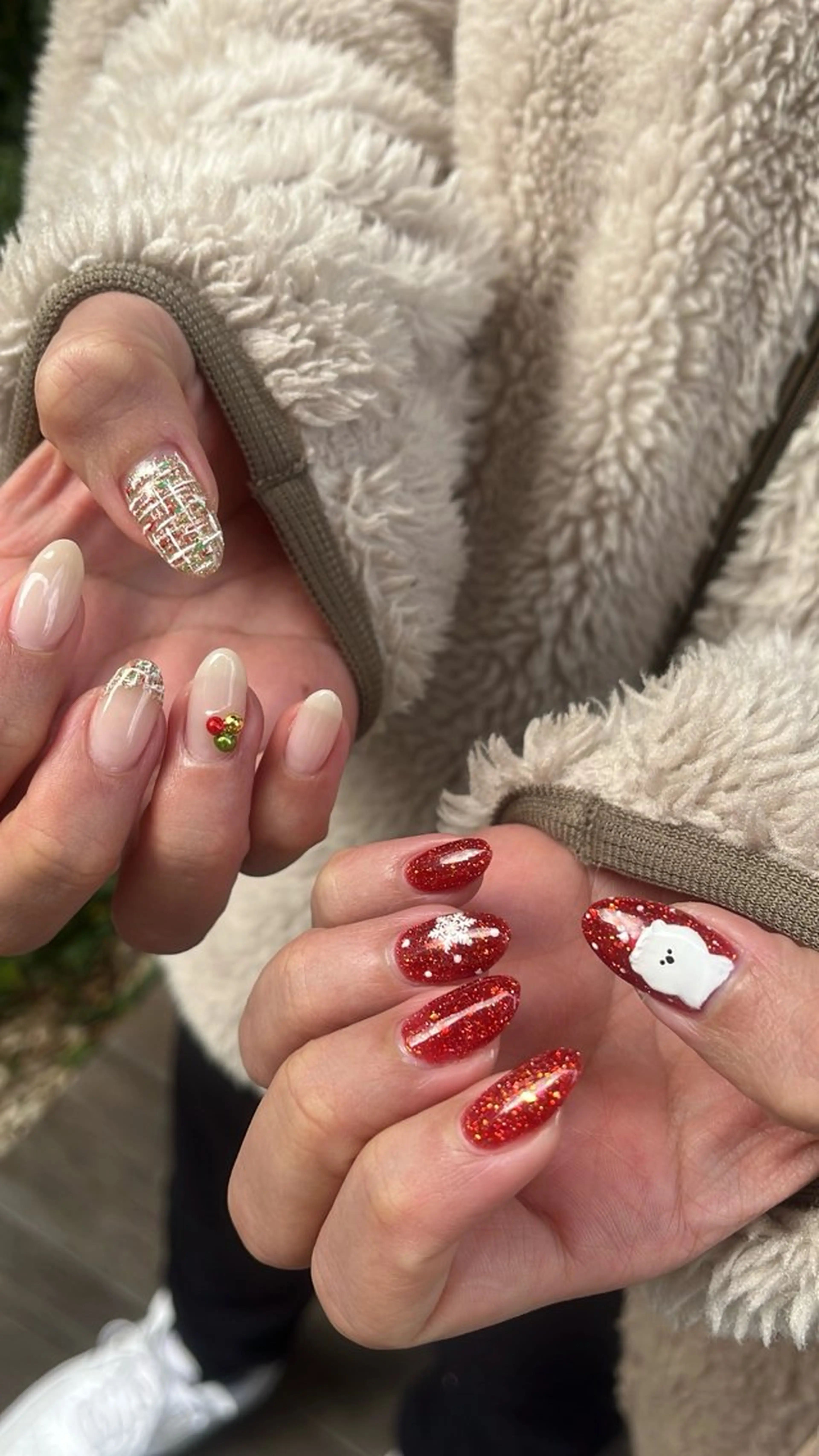 ネイル フラッシュネイル ニュアンスネイル シンプルネイル 冬ネイル クリスマス ハンドネイル SAKU nail 作島茜のネイルデザイン