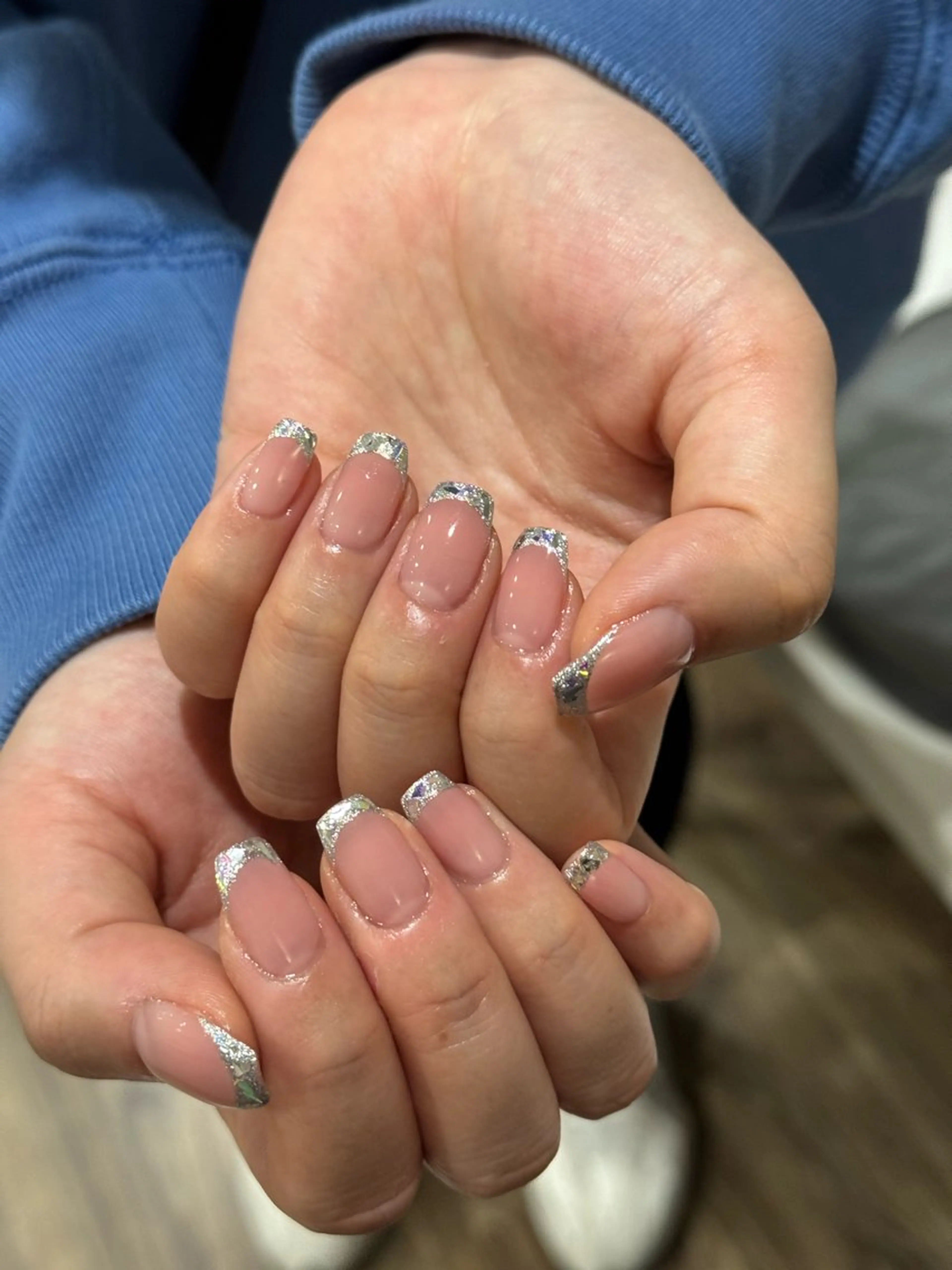 ネイル フレンチネイル ジェルネイル ガラスフレンチ パラジェル MONICA KARENのネイルデザイン