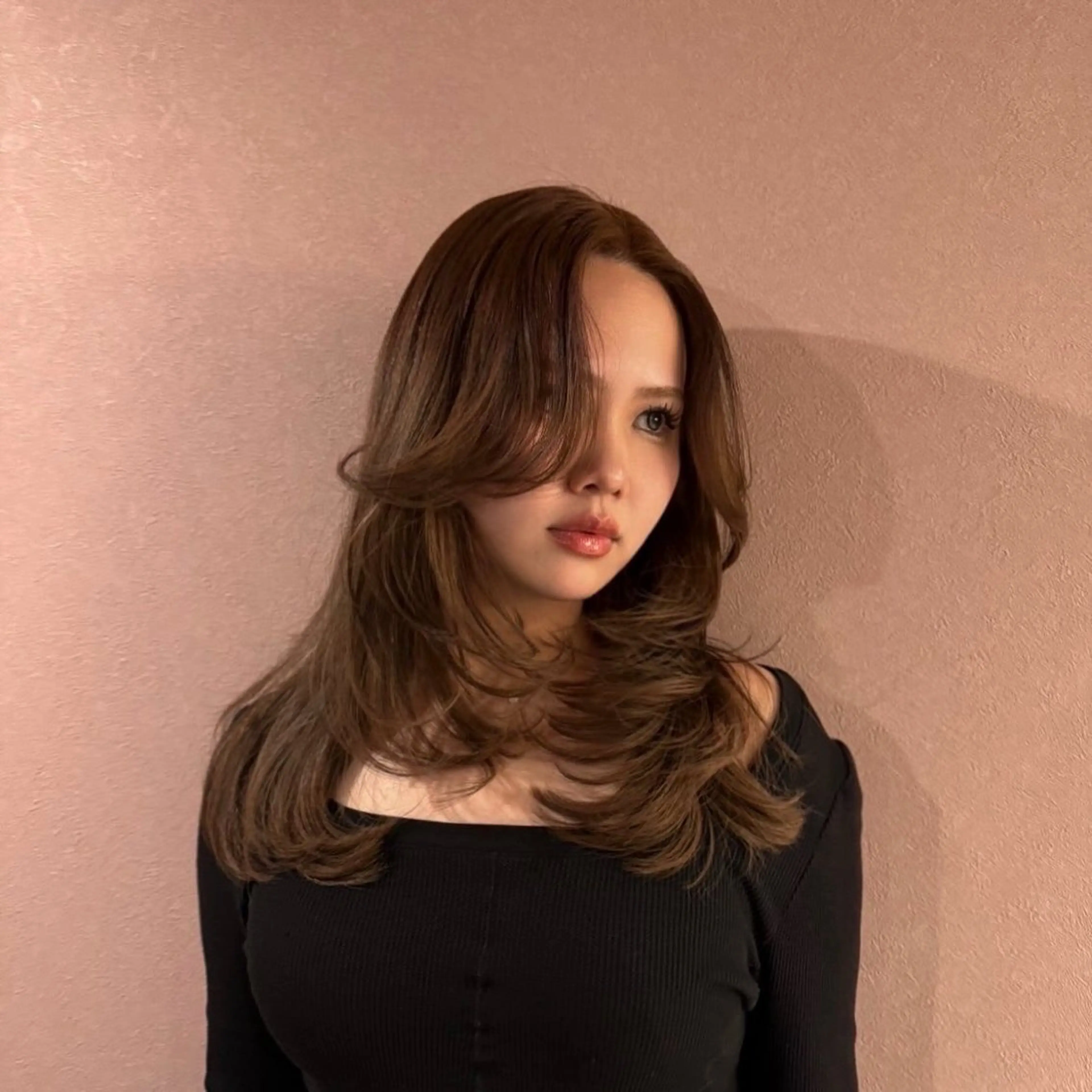 ミディアム カラー ブラウンカラー 透明感カラー ダブルカラー レイヤーカット ヘアカラー ANKH CROSS ゆうかのヘアスタイル