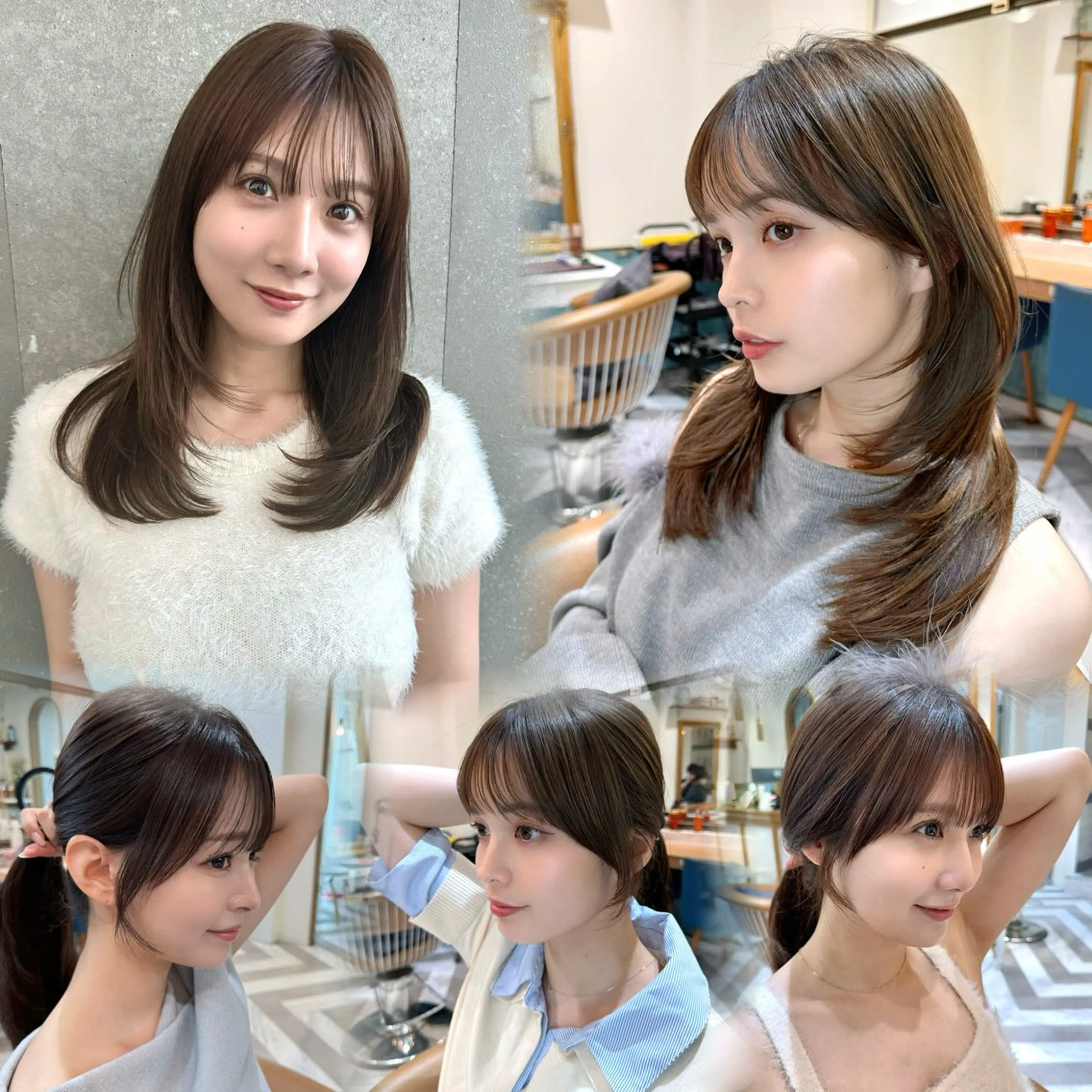 ミディアム カラー カット ヘアカラー トリートメント レイヤーカット /透明感カラー西田のヘアスタイル