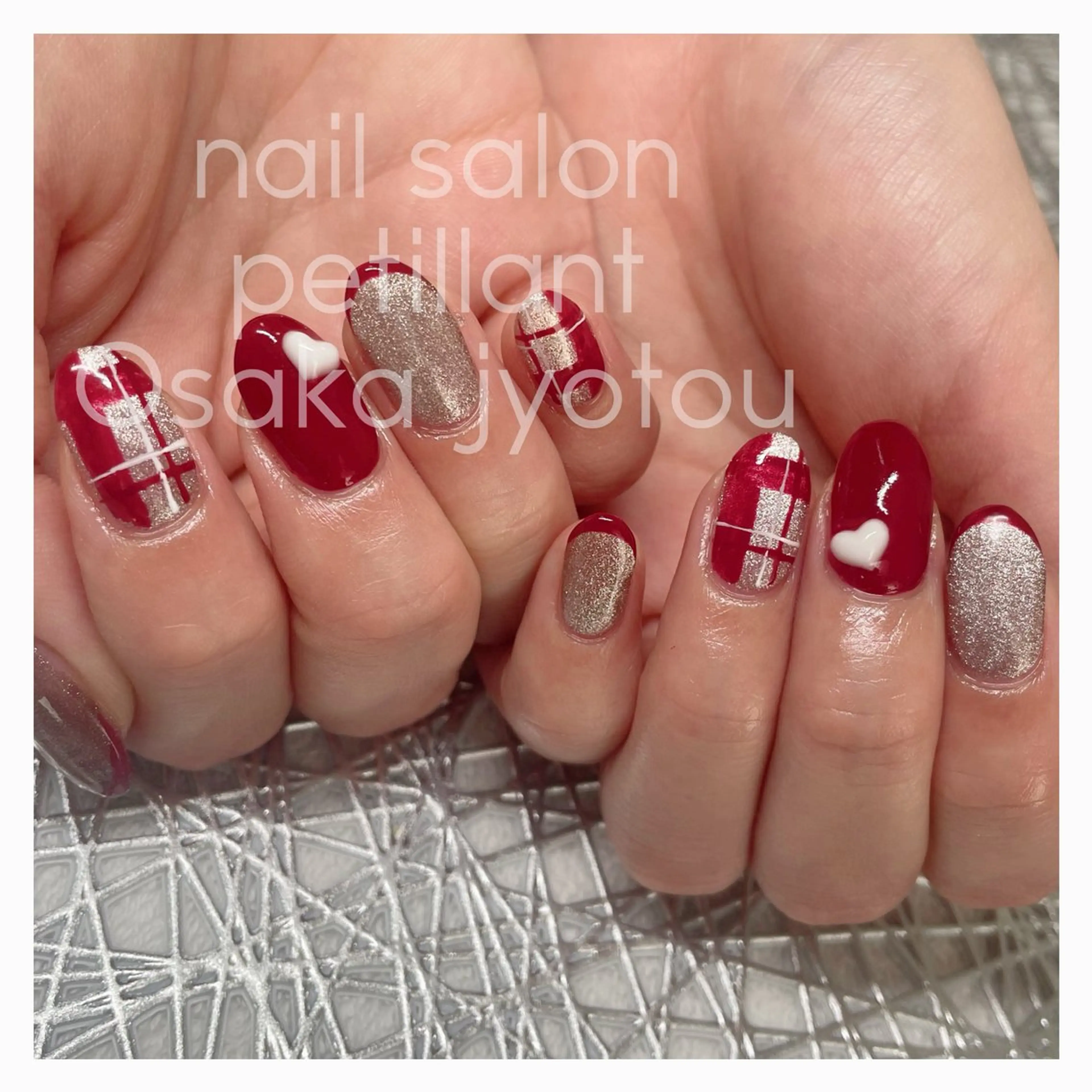 ネイル アートネイル ボルドー 冬ネイル クリスマス nail salon petillantのネイルデザイン