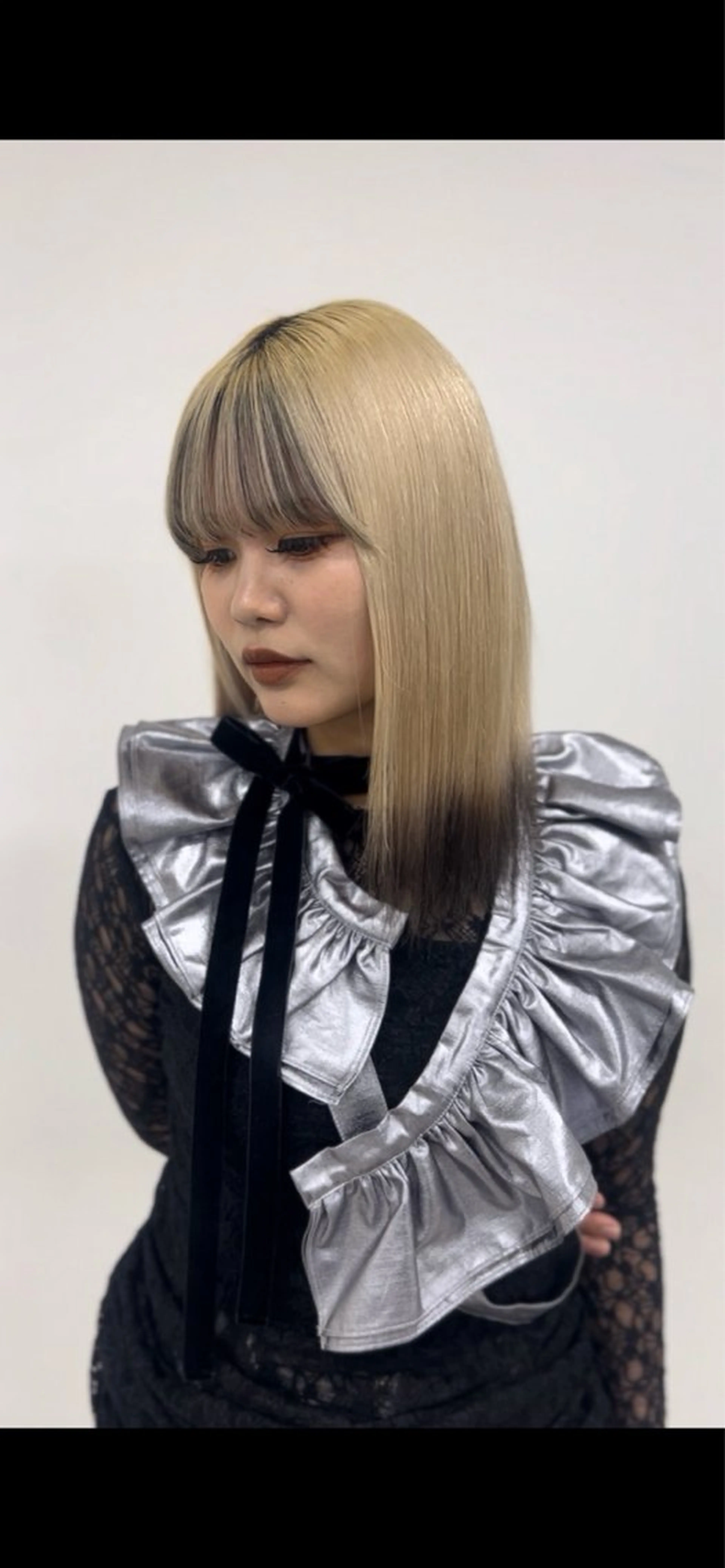 セミロング カラー 岡山ハイトーン・ ルーツカラー/こもものヘアスタイル