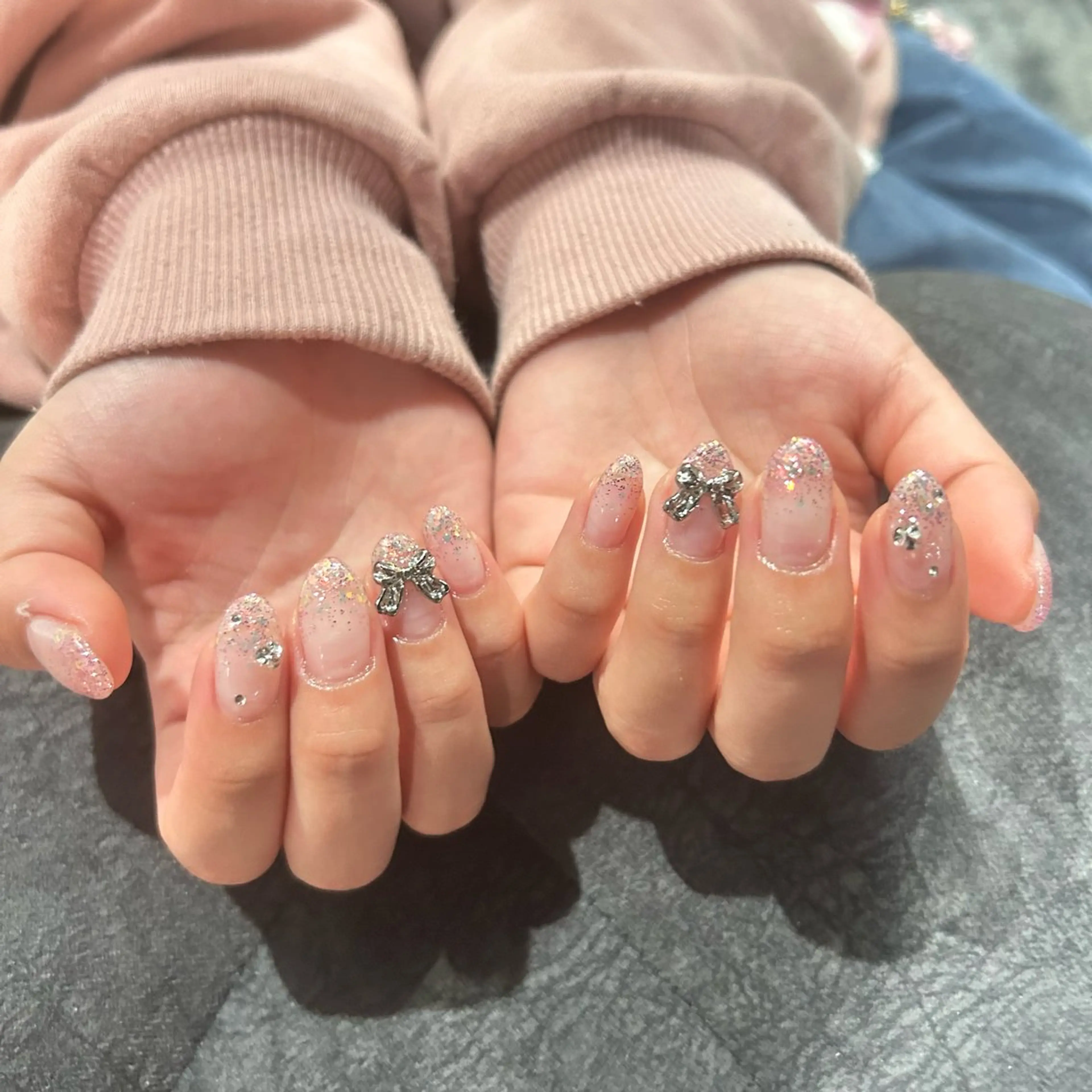 ネイル ラメ(グリッター) ラメグラデーション ピンク 春日井Dahlia Beauty中川のネイルデザイン