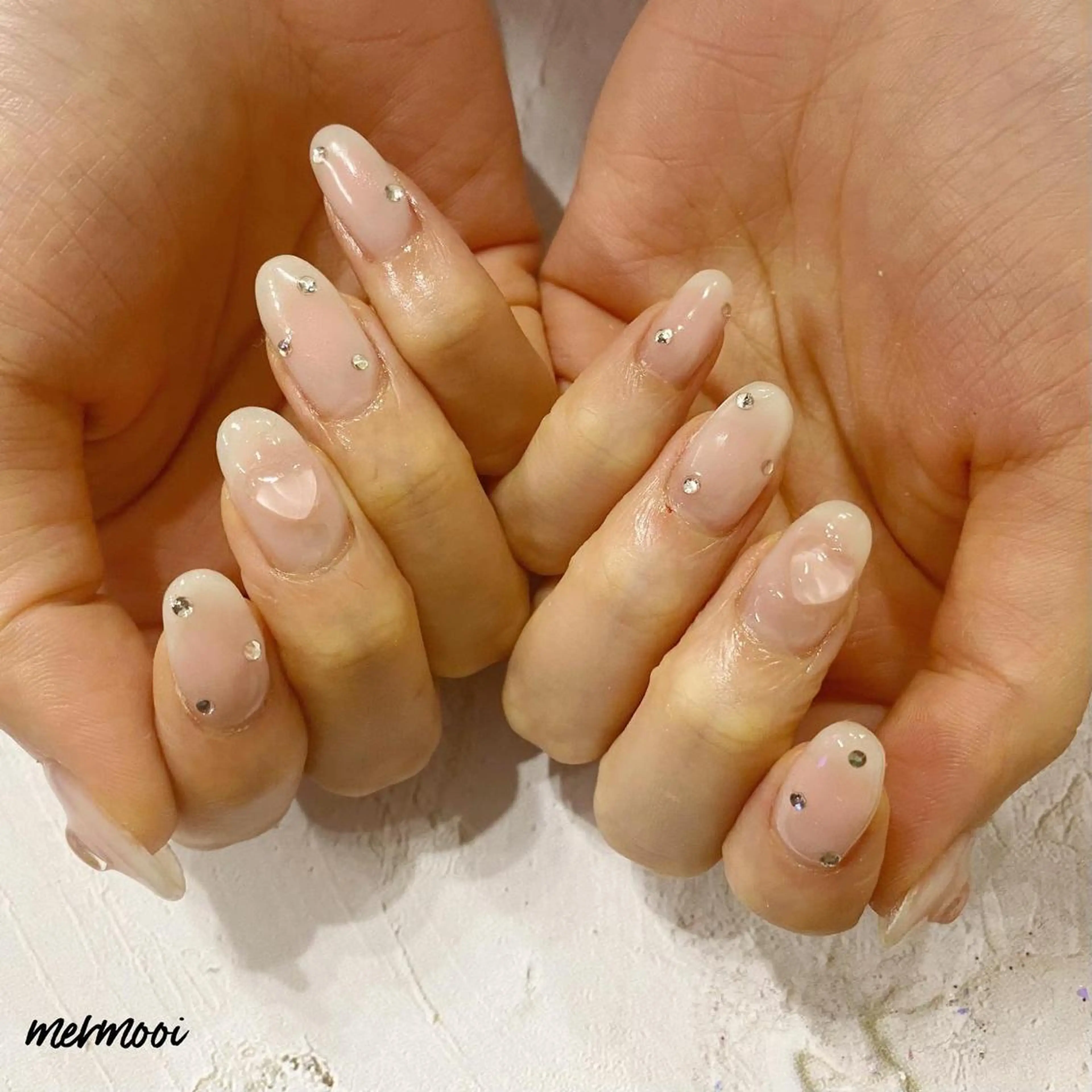 ネイル チークネイル クリアネイル フットネイル ハート キラキラネイル ハンドネイル mermooi所属・melumooi nailのネイルデザイン