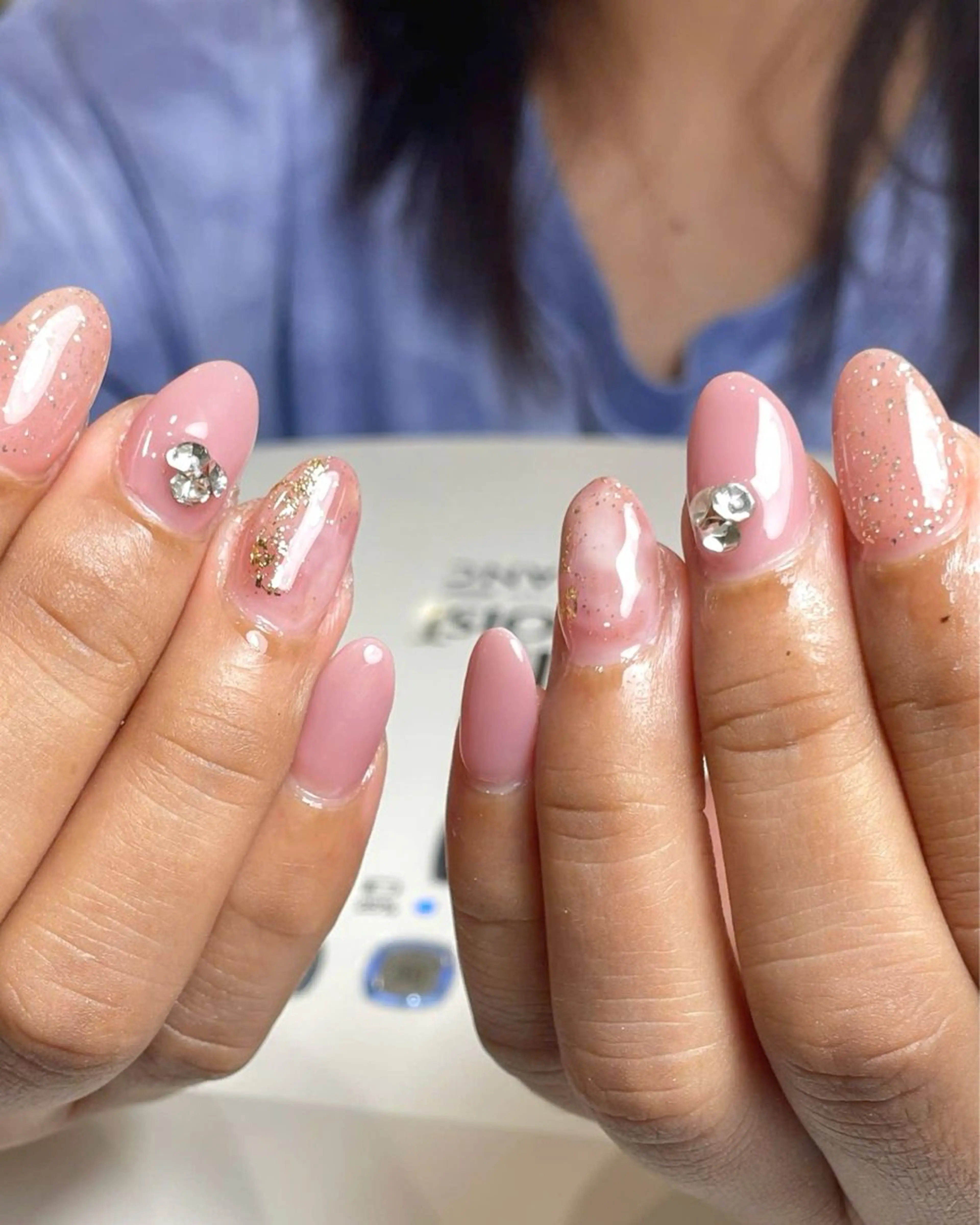ネイル 韓国ネイル ラメ(グリッター) ロングネイル ピンク LYYM Salonのネイルデザイン