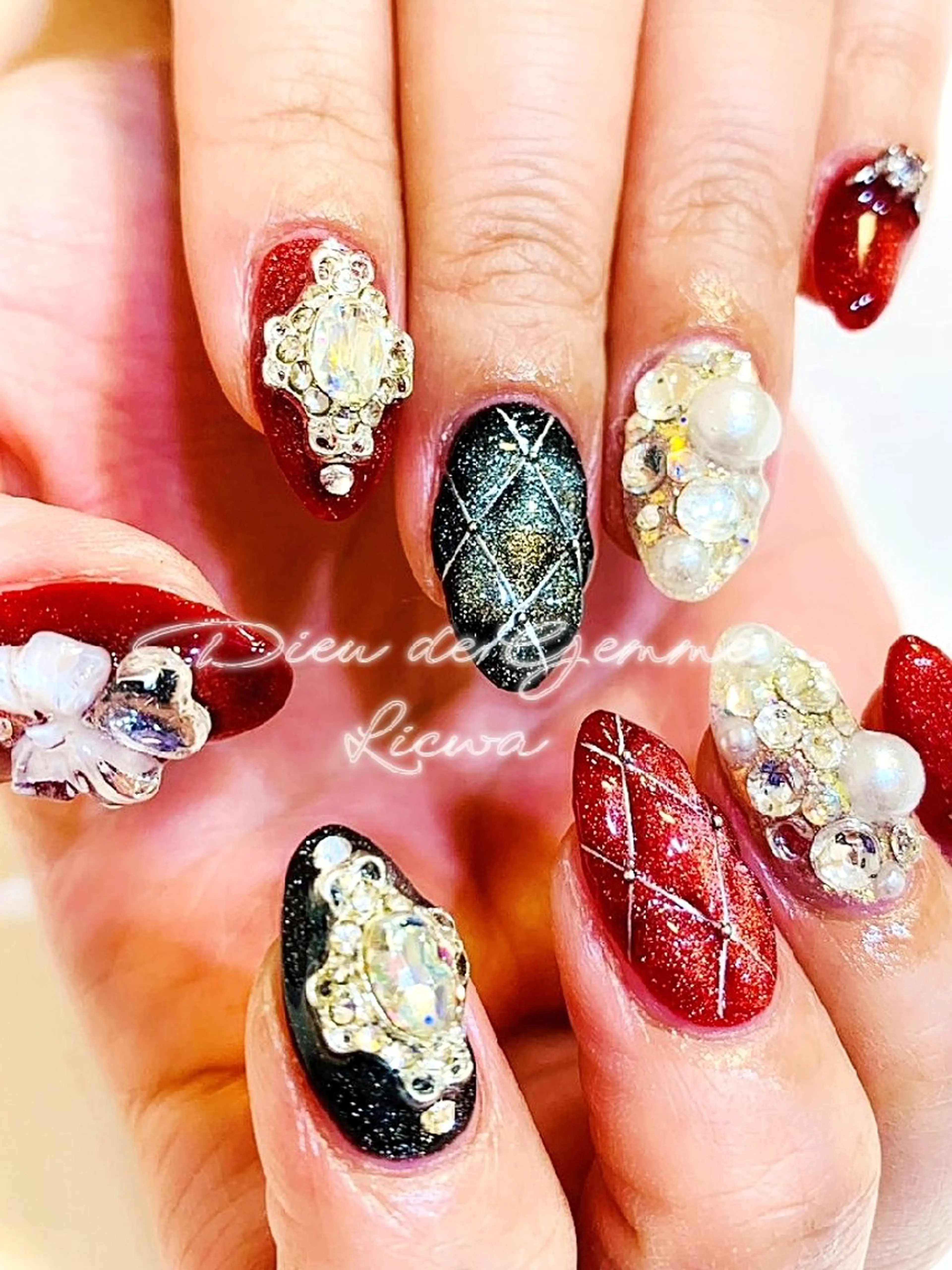 ネイル 持ち込み ハンドネイル デュード ジェムのネイルデザイン