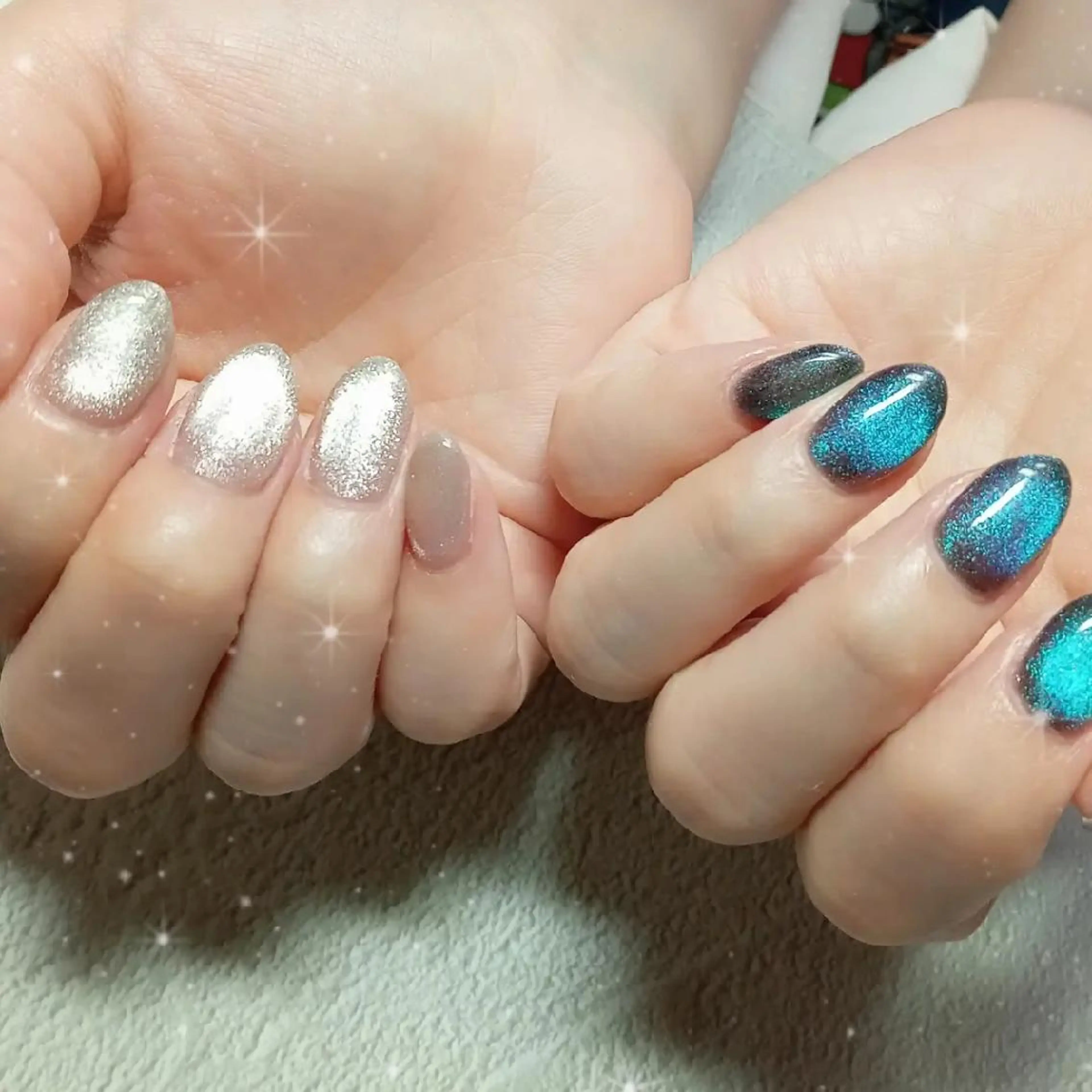 ネイル キラキラネイル マグネットネイル ビー玉ネイル オフィスネイル シンプルネイル ハンドネイル flure de neige yukiのネイルデザイン