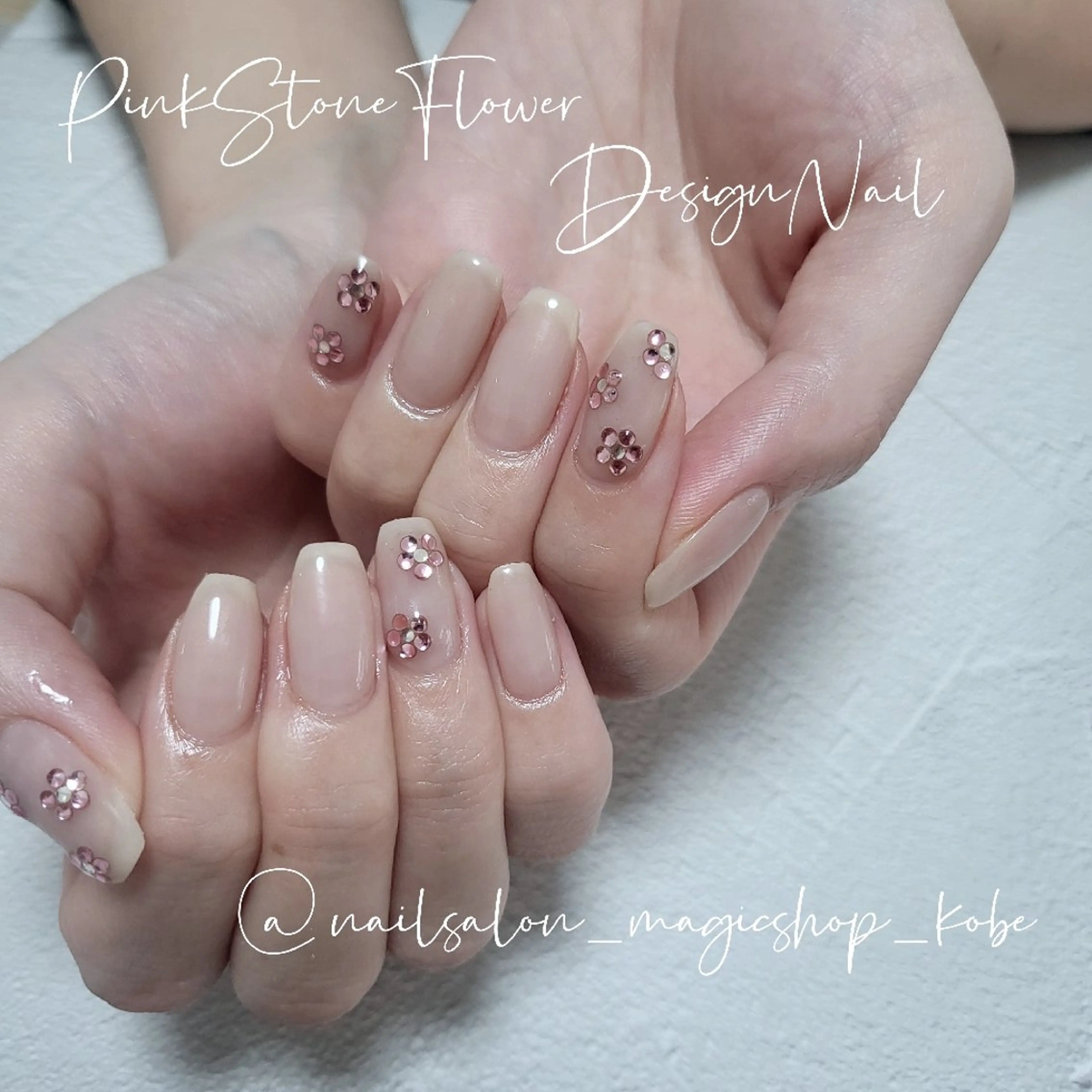 ネイル フラワーネイル ジェルネイル ワンカラーネイル ピンク シンプルネイル ハンドネイル Nailsalon MagicShopのネイルデザイン