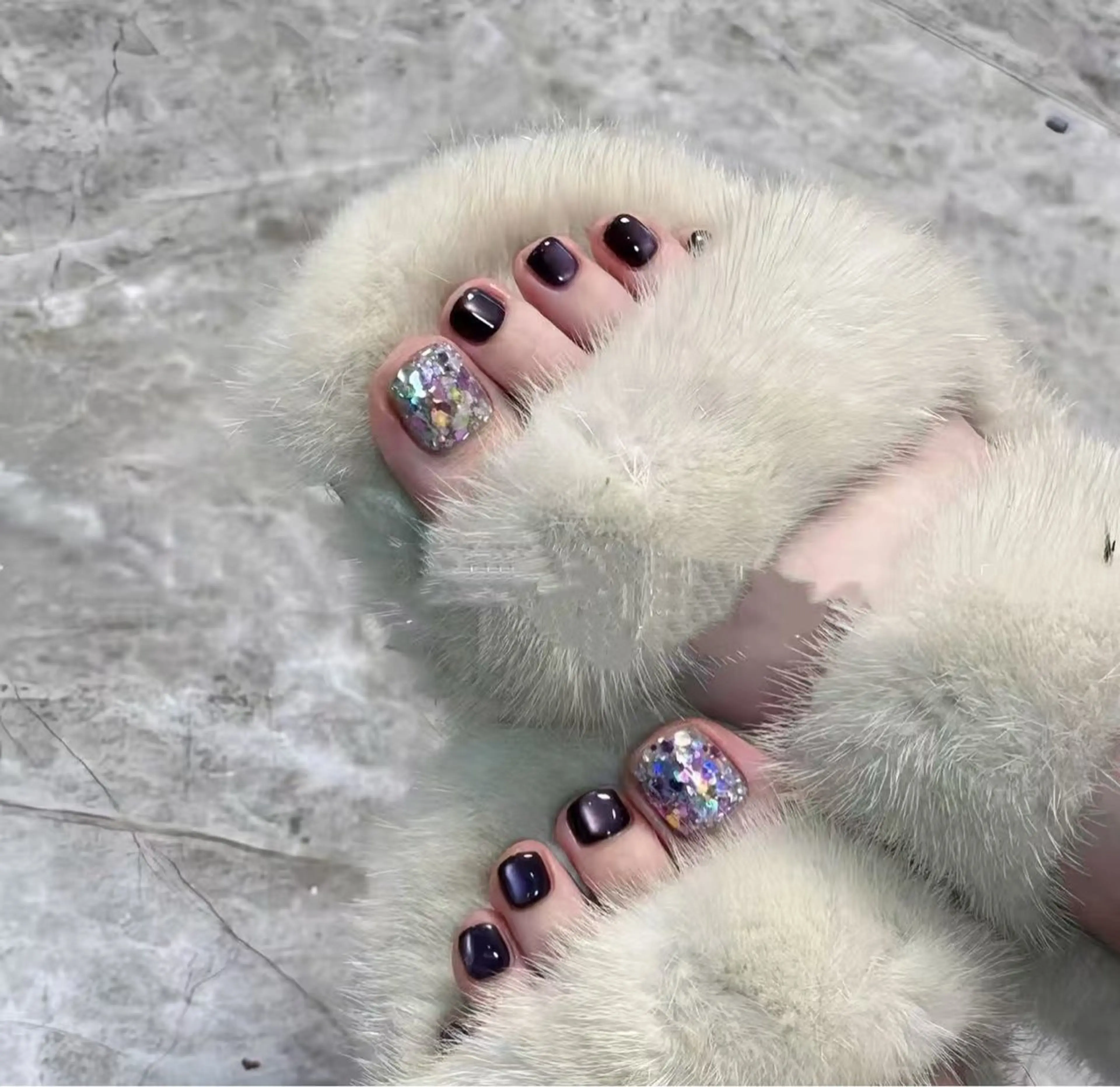 ネイル オーロラネイル フラワーネイル フットネイル フレンチネイル ジェルネイル フットネイル BabyYouMi nailのネイルデザイン