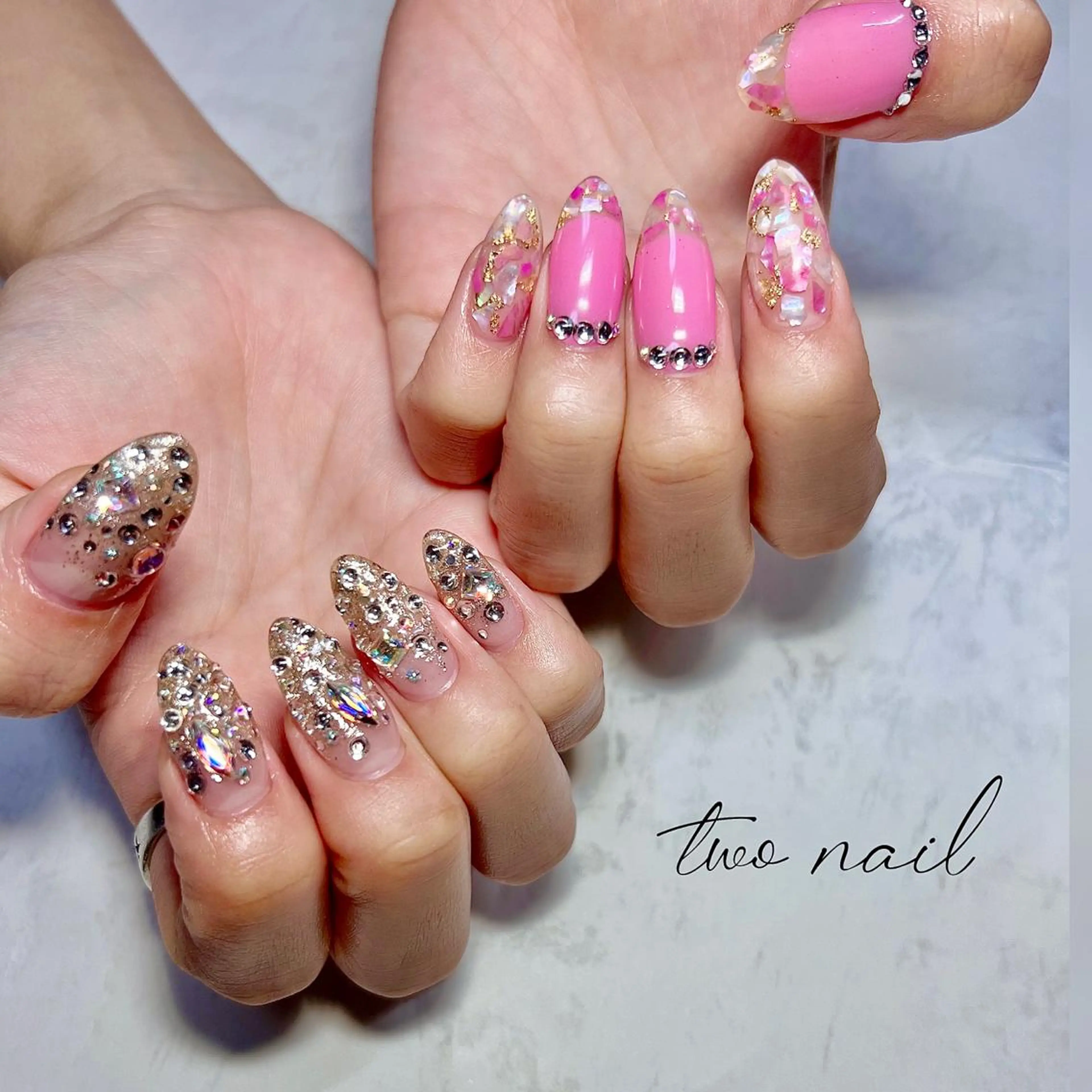 ネイル アートネイル フットネイル ハート ニュアンスネイル ホワイト two nailのネイルデザイン