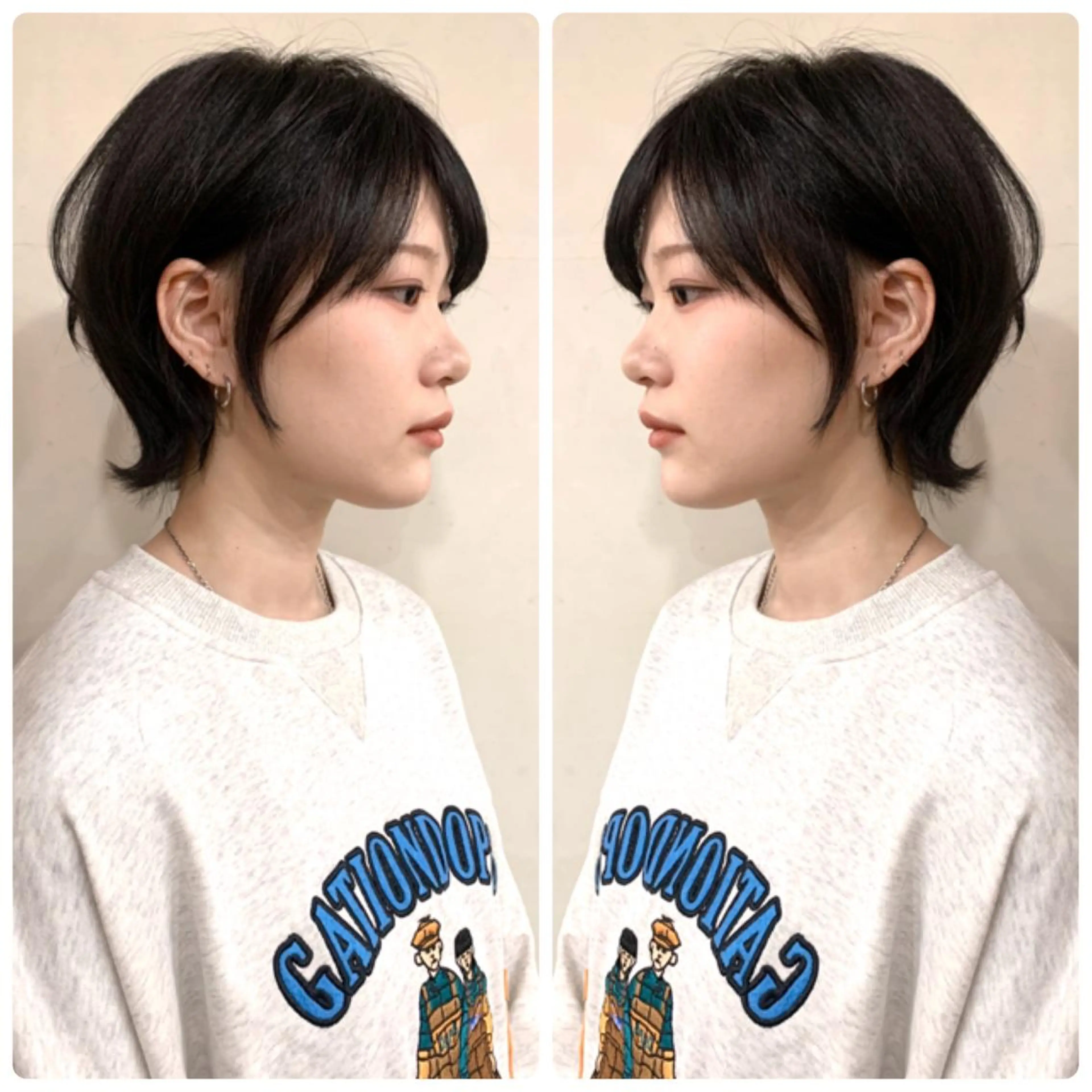 ショート カラー アッシュ ベージュカラー ブルーカラー ブラウンカラー ショコラベージュ カット ヘアカラー 京都大人女性ショート 徒歩1分/秋山のヘアスタイル