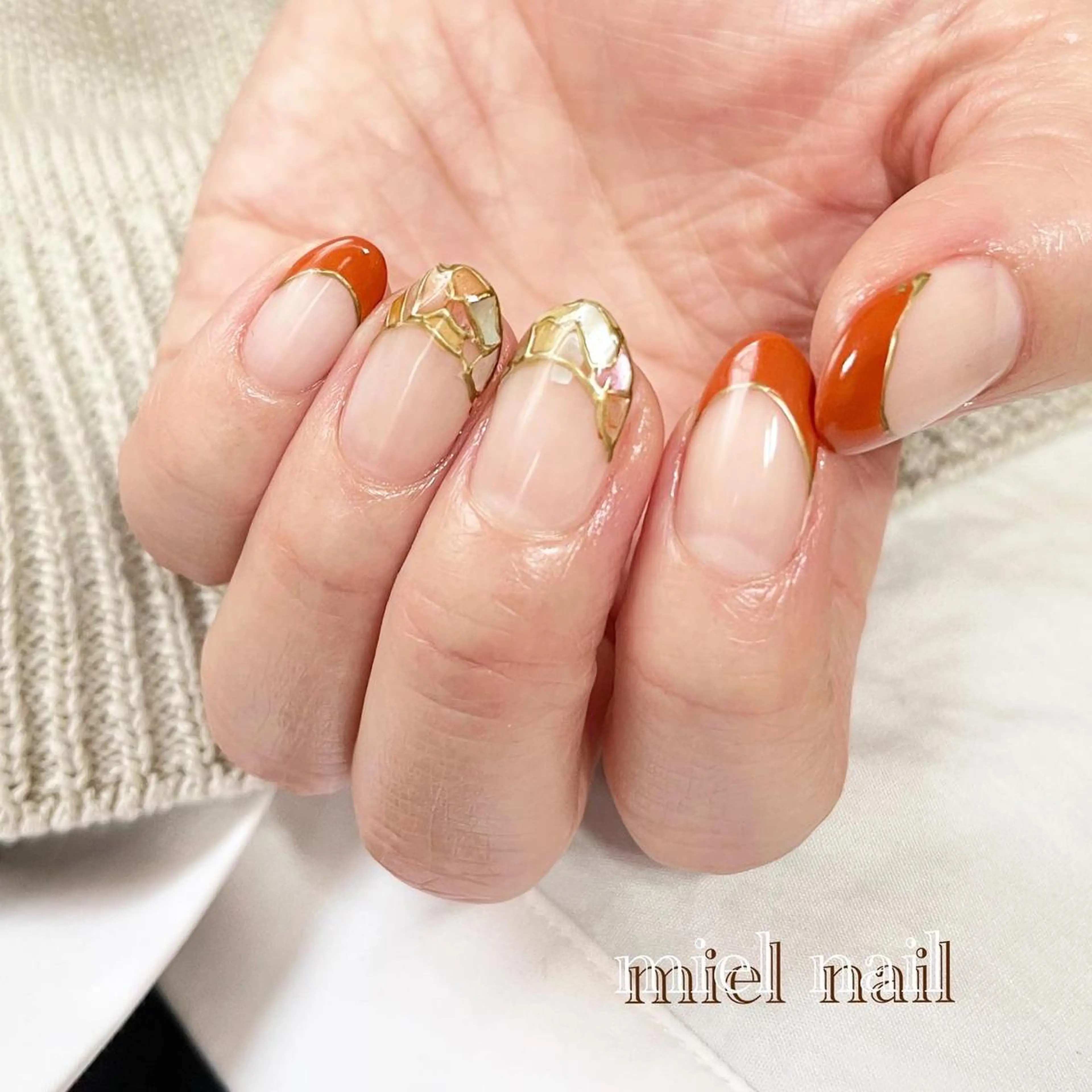 ネイル フレンチネイル 持ち込み 春ネイル 夏ネイル ハンドネイル miel nailのネイルデザイン