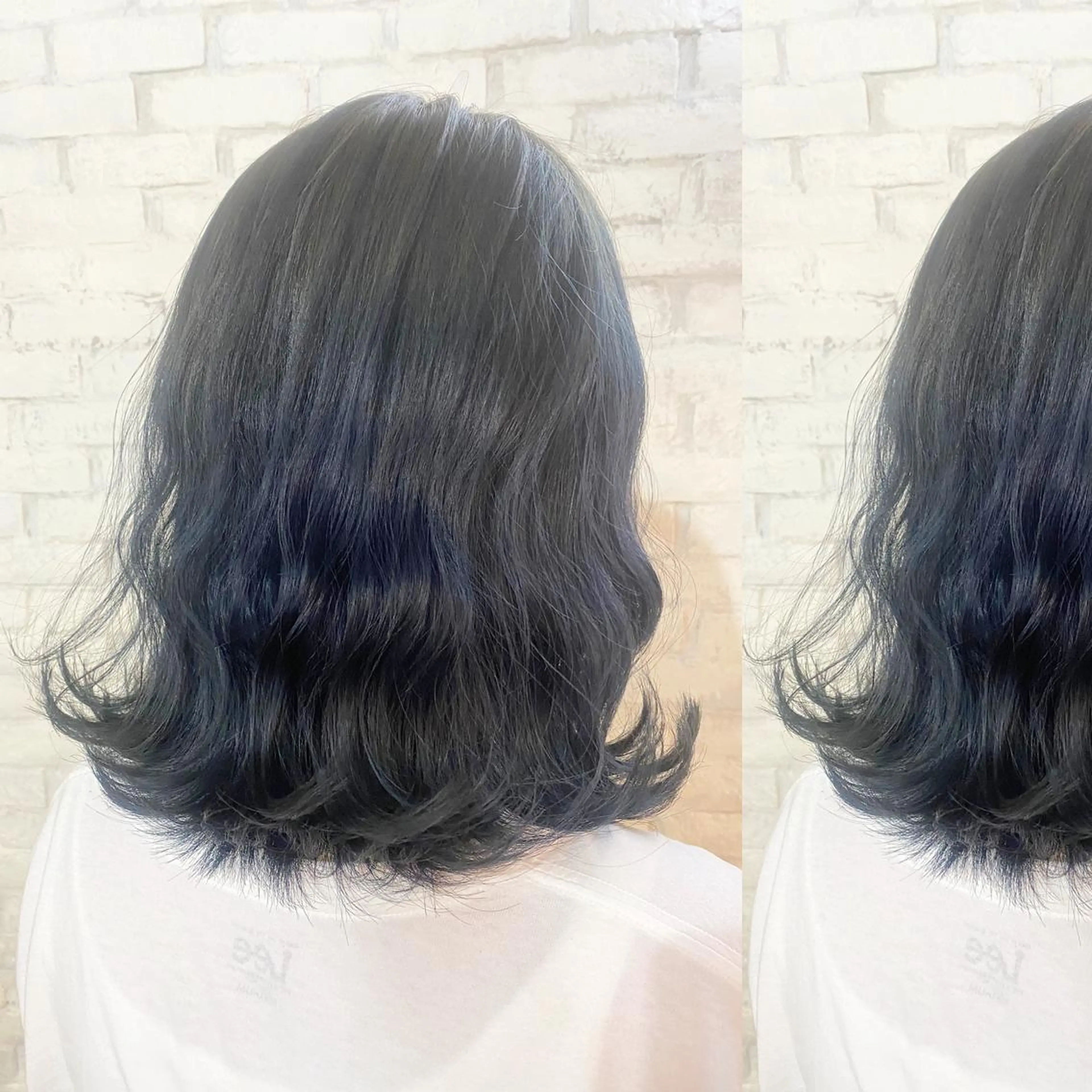 ミディアム カラー ネイビーカラー カット ヘアカラー トリートメント ツキノキ ミナのヘアスタイル