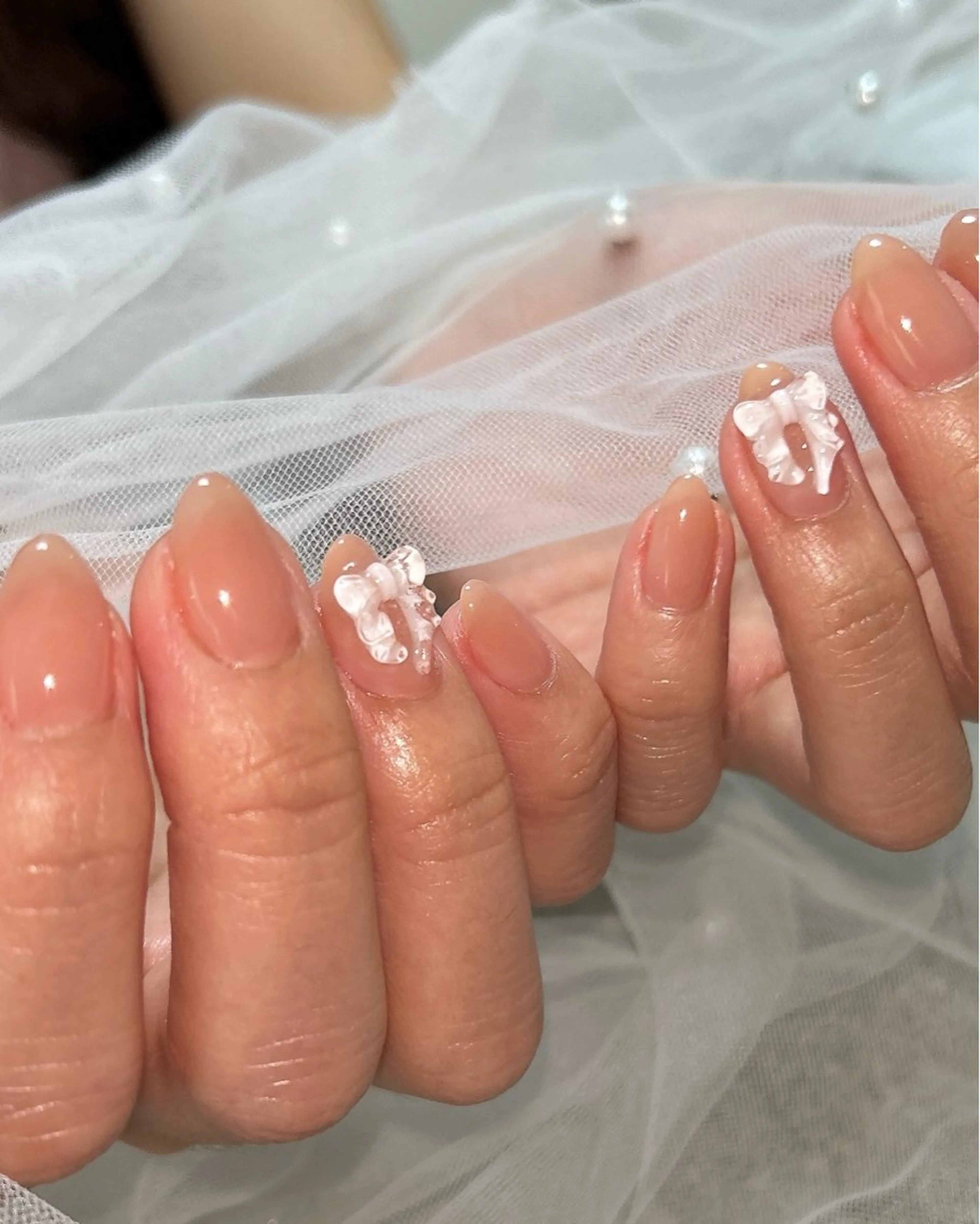 ネイル リボン ハンドネイル ten nail salon　かえでのネイルデザイン