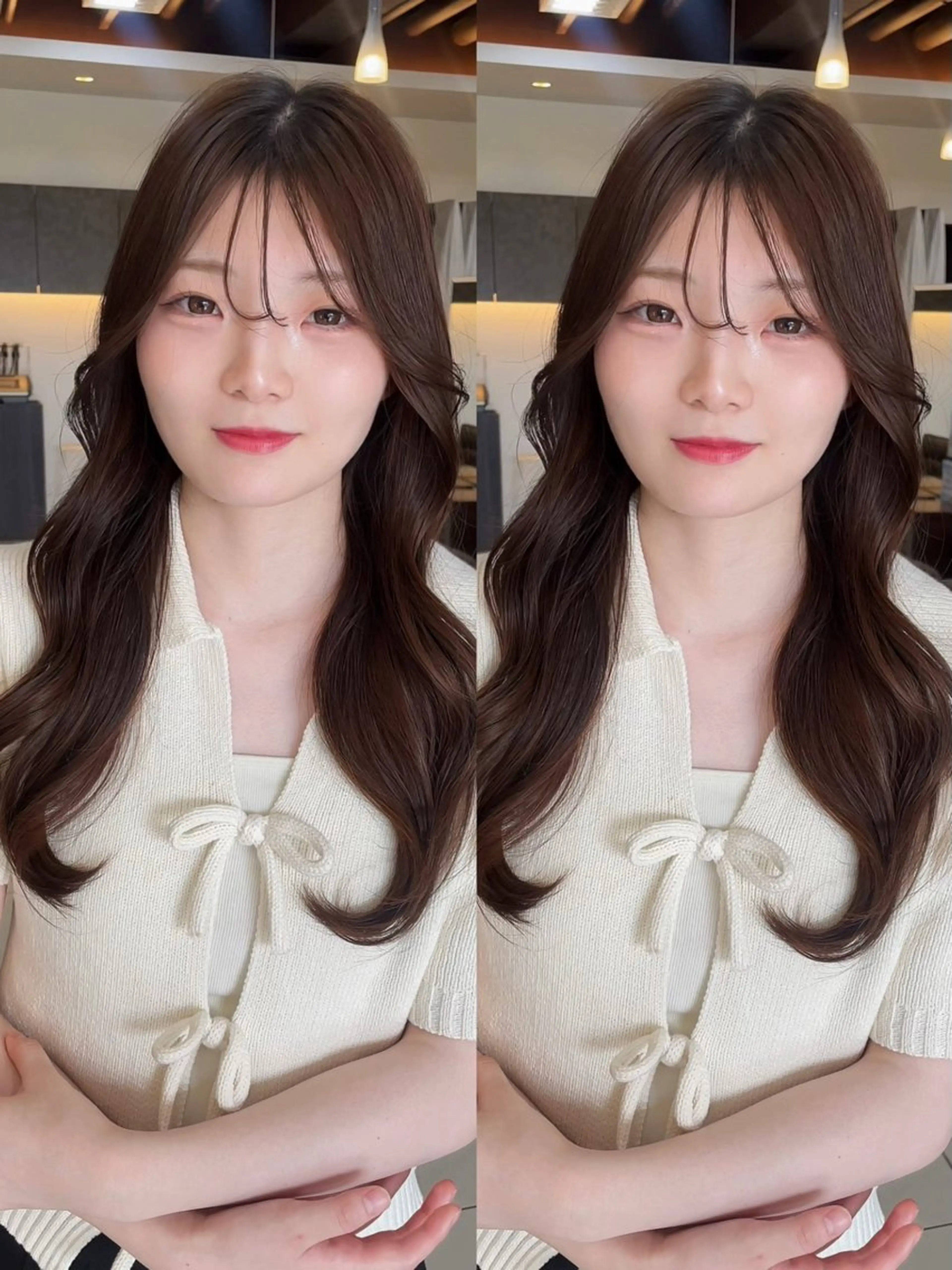 ロング カラー カット ヘアカラー トリートメント 🤎韓国ヘア ベージュ まゆか🤎のヘアスタイル