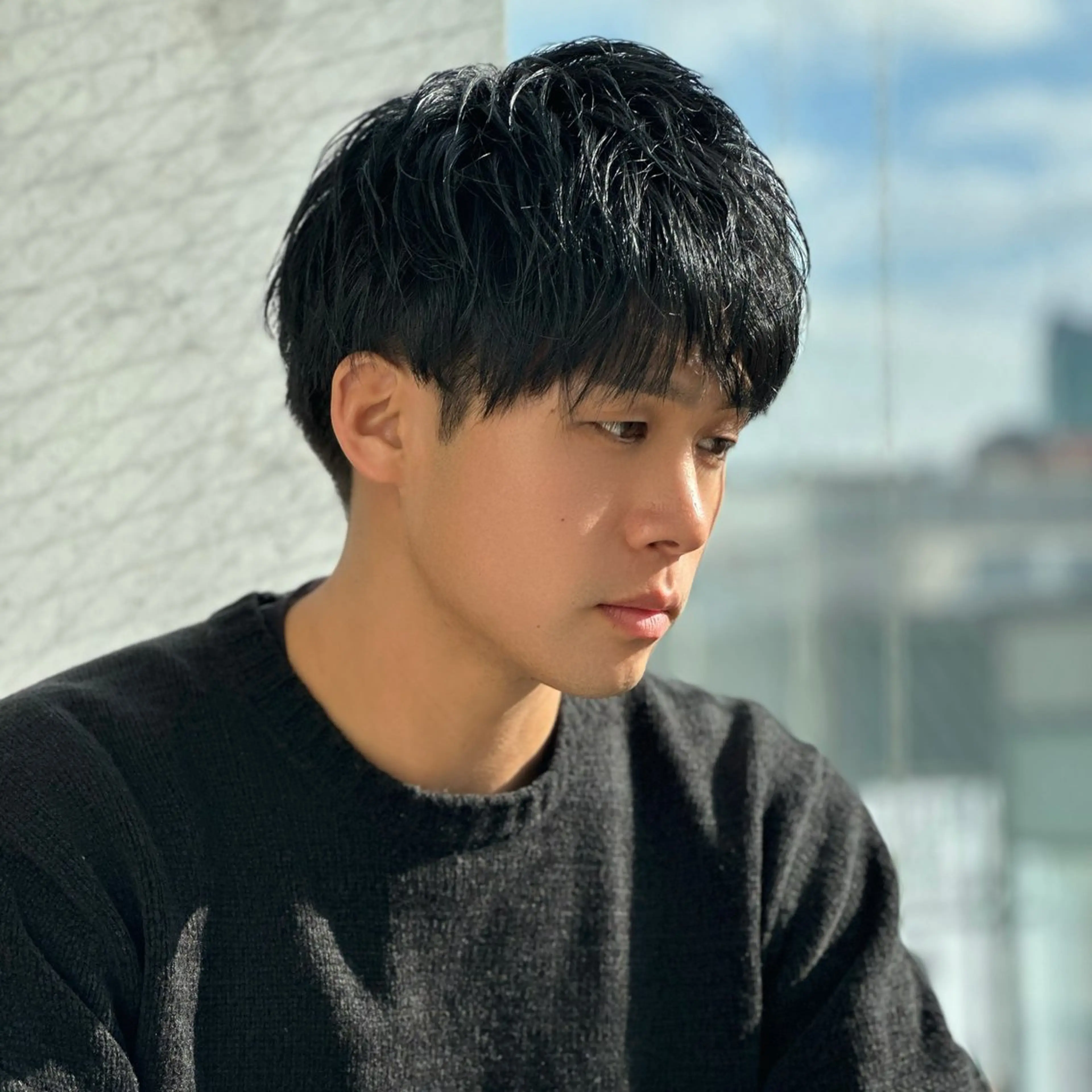 ショート カラー パーマ メンズ アップバング ダウンパーマ マッシュ メンズパーマ メンズツイストパーマ 朝楽メンズパーマ 🥇メンズカット吉田のヘアスタイル