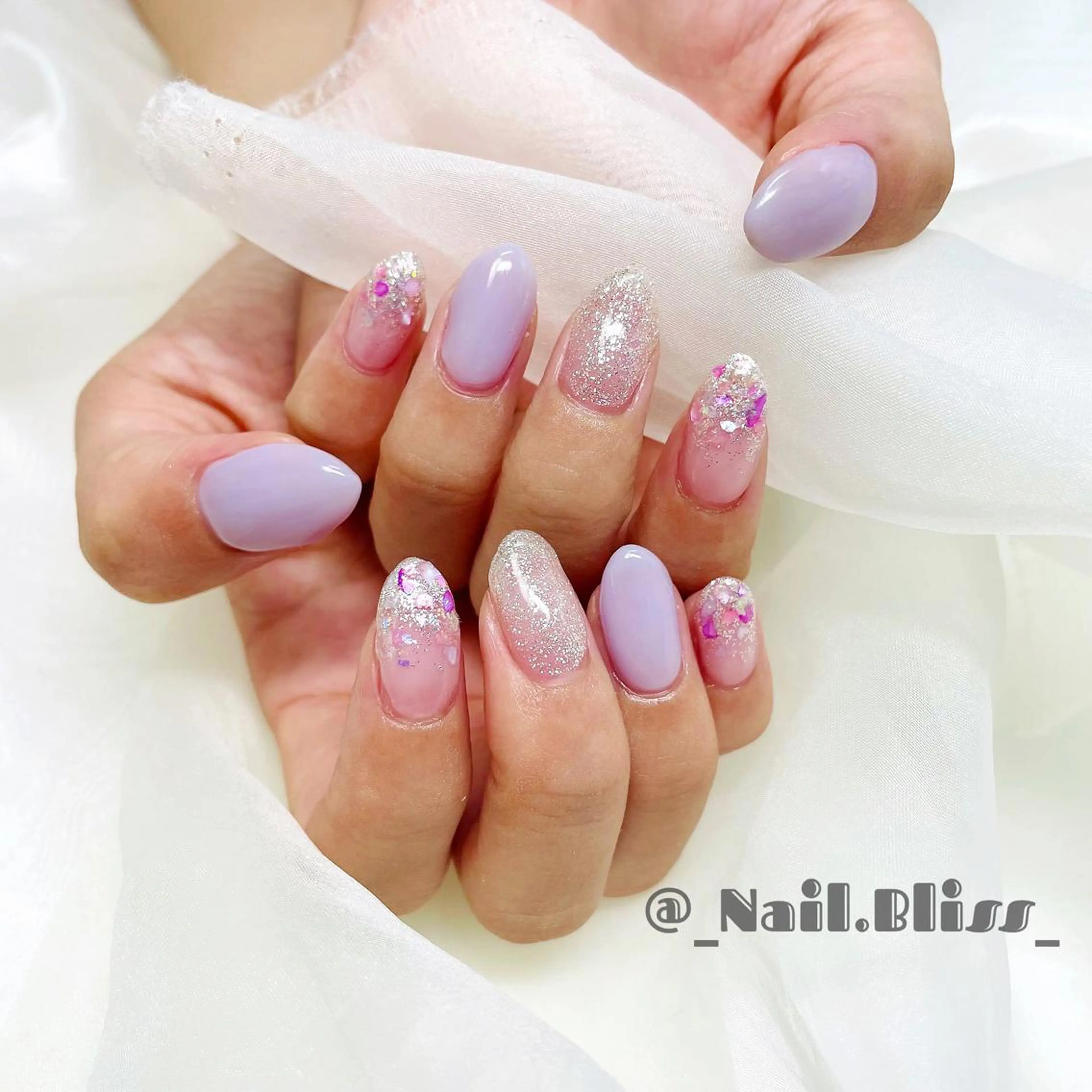 ネイル ラメ(グリッター) ラメグラデーション ハンドネイル NAIL BLISSのネイルデザイン