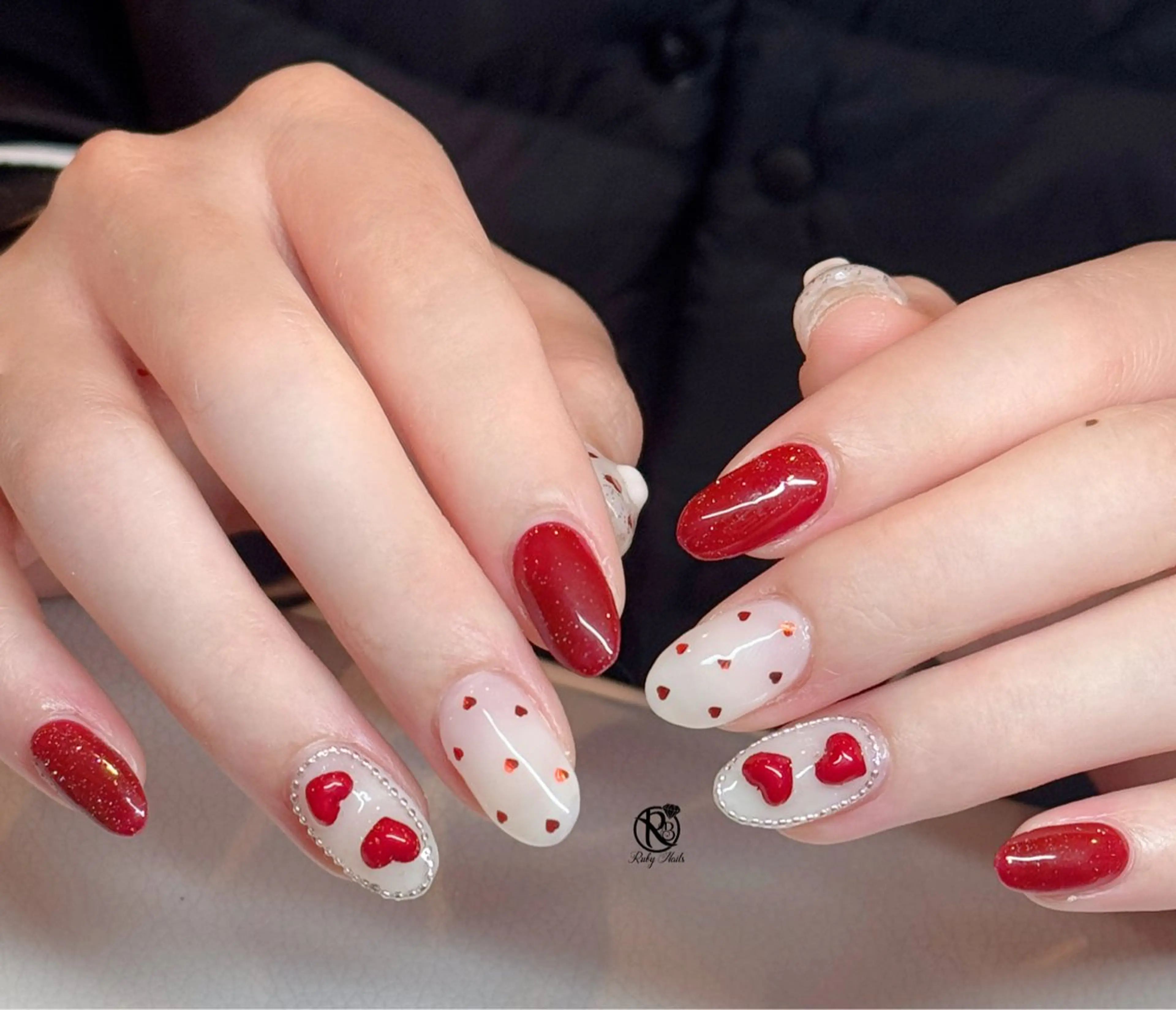 ネイル ボルドー ブラウン チークネイル ドット フットネイル ハンドネイル チェリネイルサロン 霞ヶ関のネイルデザイン