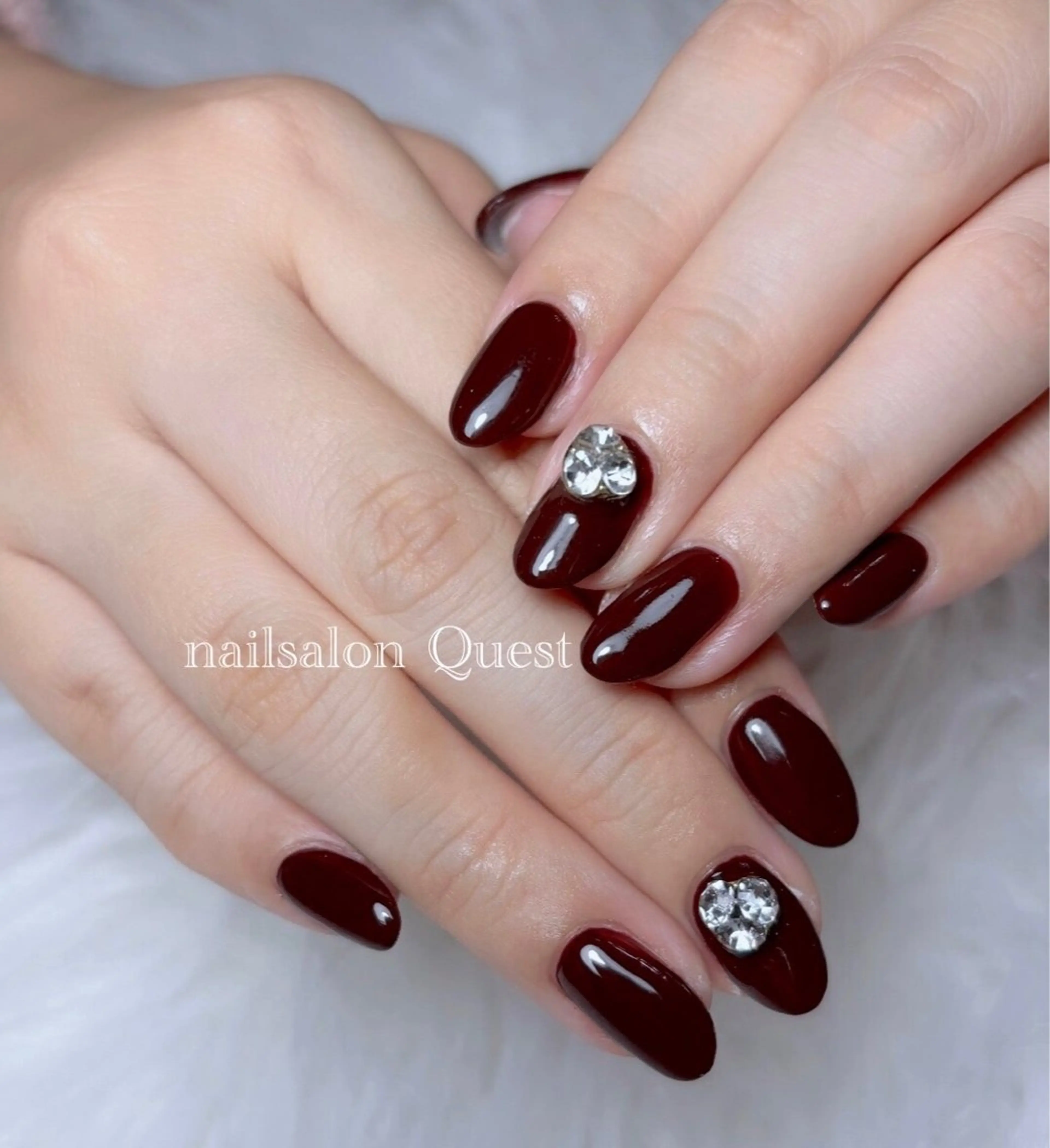 ネイル ボルドー ワンカラーネイル ハンドネイル nailsalon Questのネイルデザイン